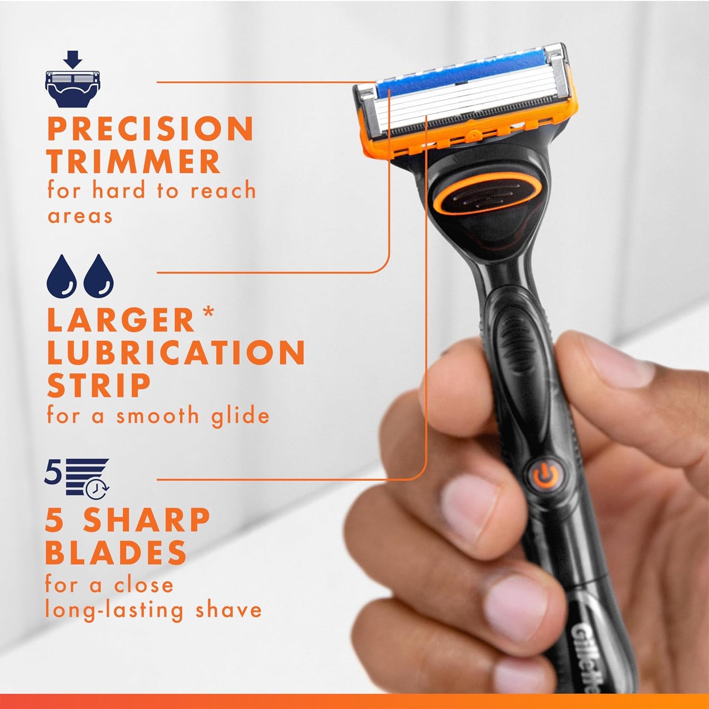 HotGillette Fusion5 Power 5-Blade Razor Blade Refills for Men with Precision Trimmer, 10 Count