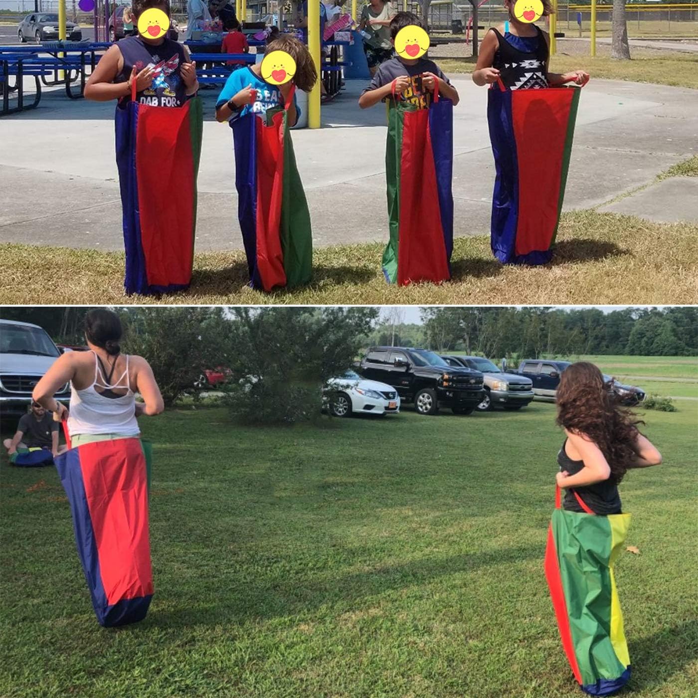 Hot CWLAKON Outdoor Games, Potato Sack Race Bags for Kids Adults, Egg Spoon Relay Race, 3 Legged Race Bands, Birthday Party, Field Day Family Reunion Carnival Outside Yard Lawn Easter Fall Festival Games