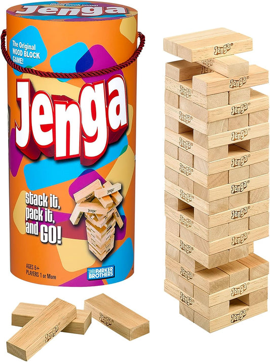 HotHasbro Gaming Jenga Wooden Blocks Stacking Tumbling Tower Game | Party Games for Kids & Families | Stocking Stuffers | Ages 6+ (Amazon Exclusive)