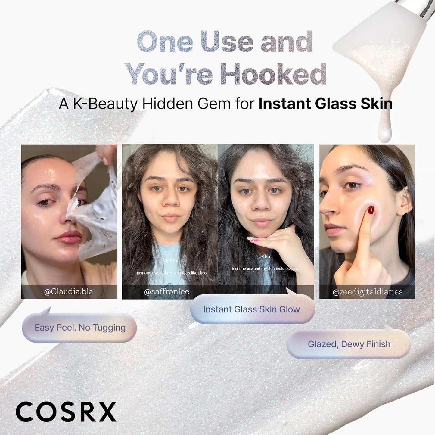 HotCOSRX PDRN EXOSOME Glaze Wrapping Mask with SALMON DNA PDRN, +123% Skin Hydration, Instant Glow, Easy Peel-Off Overnight Mask, Elasticity & Firmness Care, Korean Skin Care, 1.69 fl. Oz