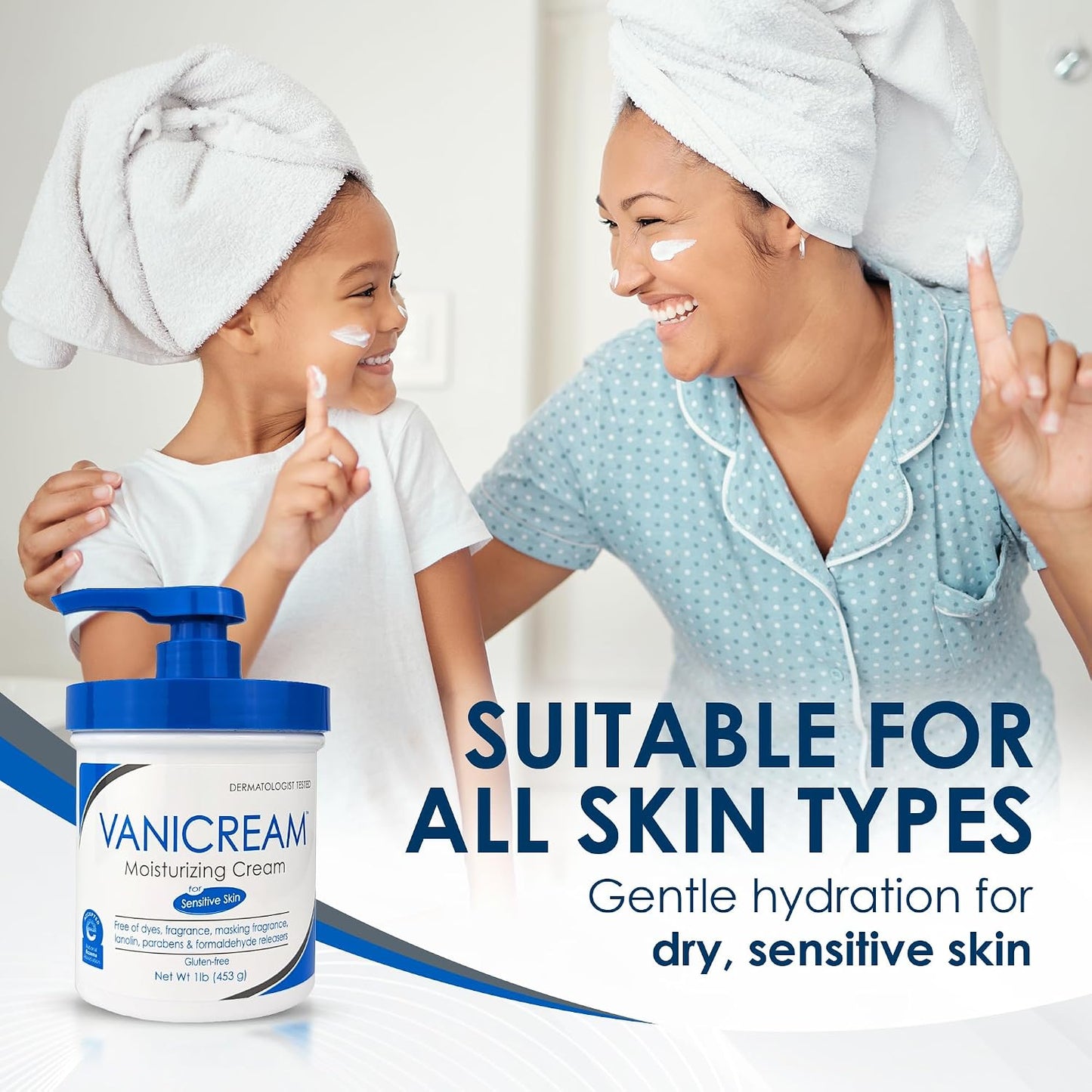 HotVanicream Moisturizing Cream with Pump Dispenser, 16 Oz, Formulated without Common Irritants for Sensitive Skin, Body & Face Moisturizer, Restores Moisture & Soothes Irritated, Itchy Areas