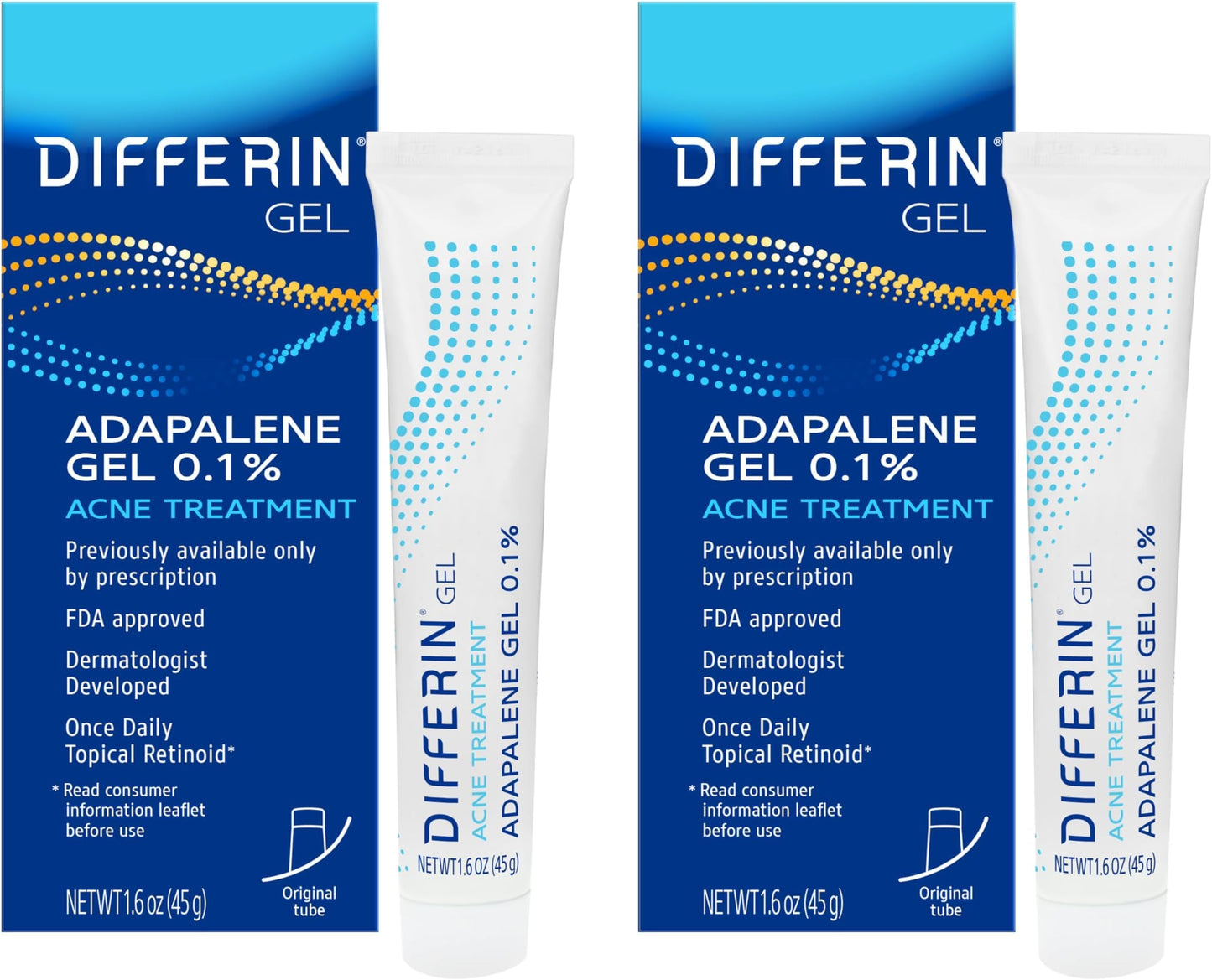 HotDifferin Acne Treatment Gel, 30 Day Supply, Retinoid Treatment for Face with 0.1% Adapalene, Gentle Skin Care for Acne Prone Sensitive Skin, 15g Tube (Packaging May Vary) | 30-Day Supply, OTC Retinoid, Clears Acne & Prevents Breakouts, Gentle For Sensi