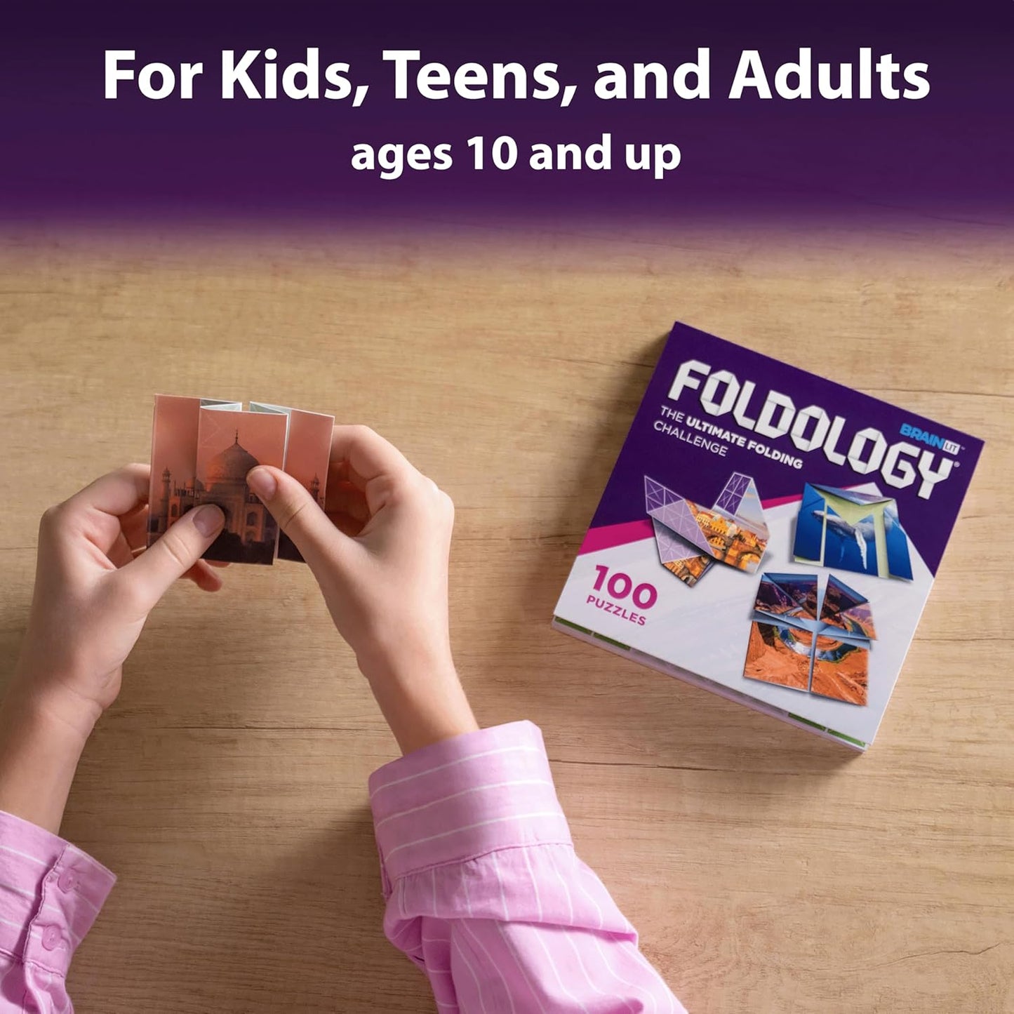 HotFOLDOLOGY - The Origami Puzzle Game! Brain Teasers for Tweens, Teens & Adults | Travel Game, STEM Toy | Fold the Paper, Complete the Picture | 100 Puzzles | Gift for Ages 10+