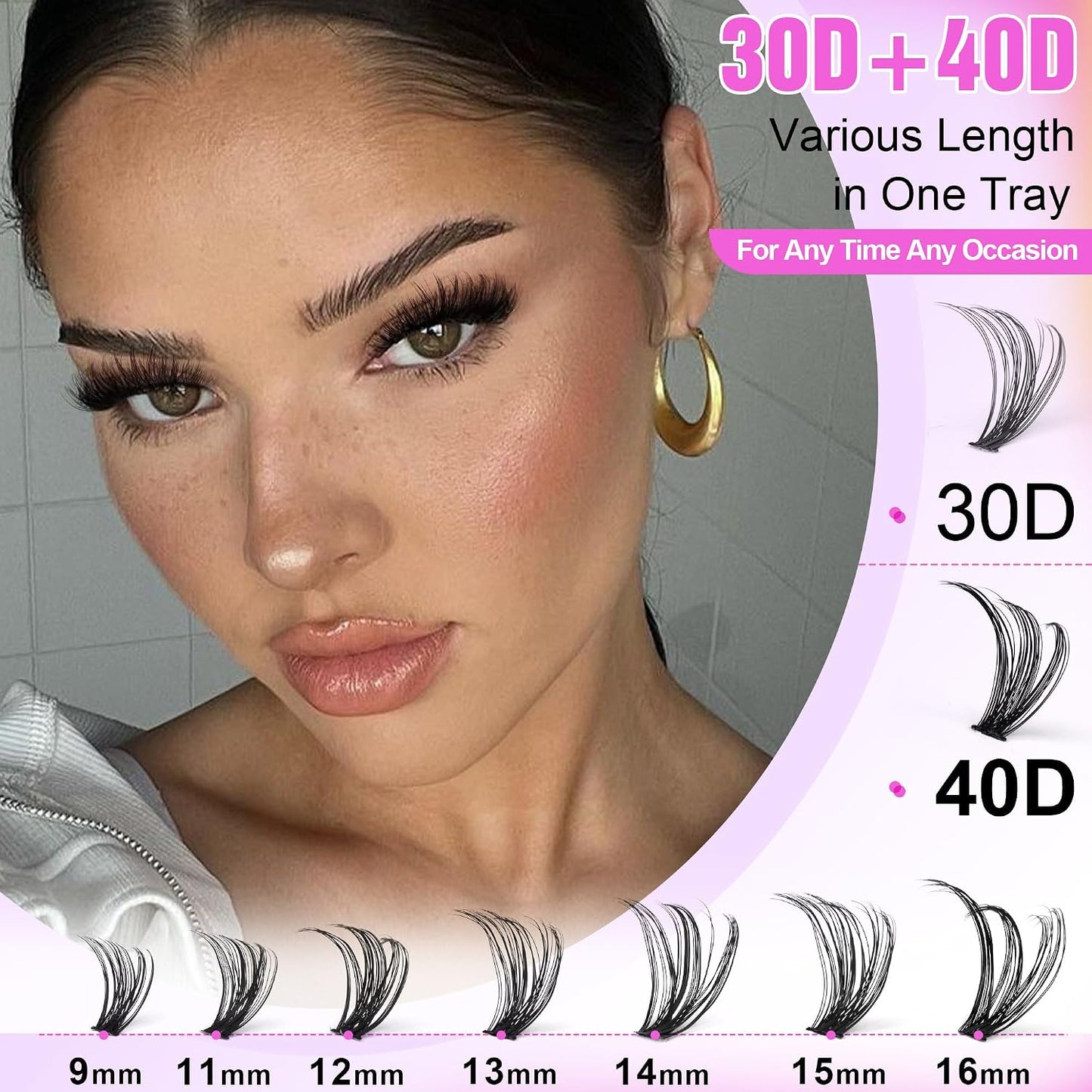 HotPawotence Lash Extension Kit DIY 280pcs Lash Clusters Eyelash Extension Kit, 9-16mm 30D 40D Individual Lashes Kit with Lash Bond and Seal, Lash Tweezers for Self Use (30D&40D, 0.07D, 9-16mm, Kit)