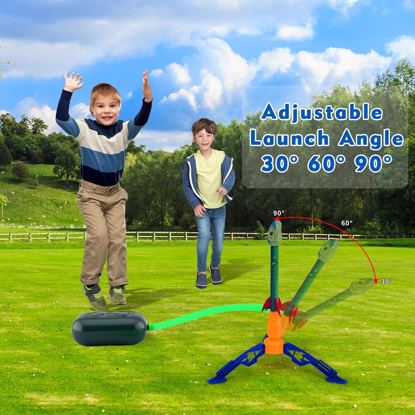 Hot Gizzjoy Dinosaur Toy Rocket Launcher for Kids - Launch Up to 100 Ft, 4 Rockets, Outdoor Outside Toys for Kids, Dinosaur Toys, Birthday Gifts for 3 4 5 6 7 8-12 Year Old Boys Girls