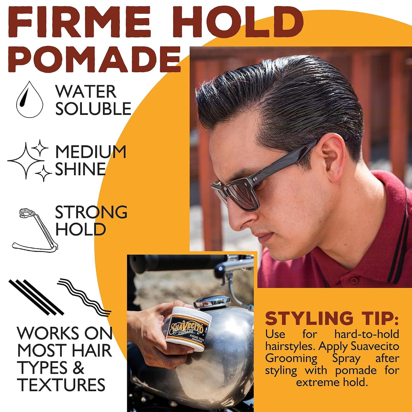 HotSuavecito Pomade Firme (Strong) Hold 4 oz, 1 Pack - Pomade For Men - Medium Shine Water Based Wax Like Flake Free Hair Gel - Easy To Wash Out - All Day Hold For All Hair Styles