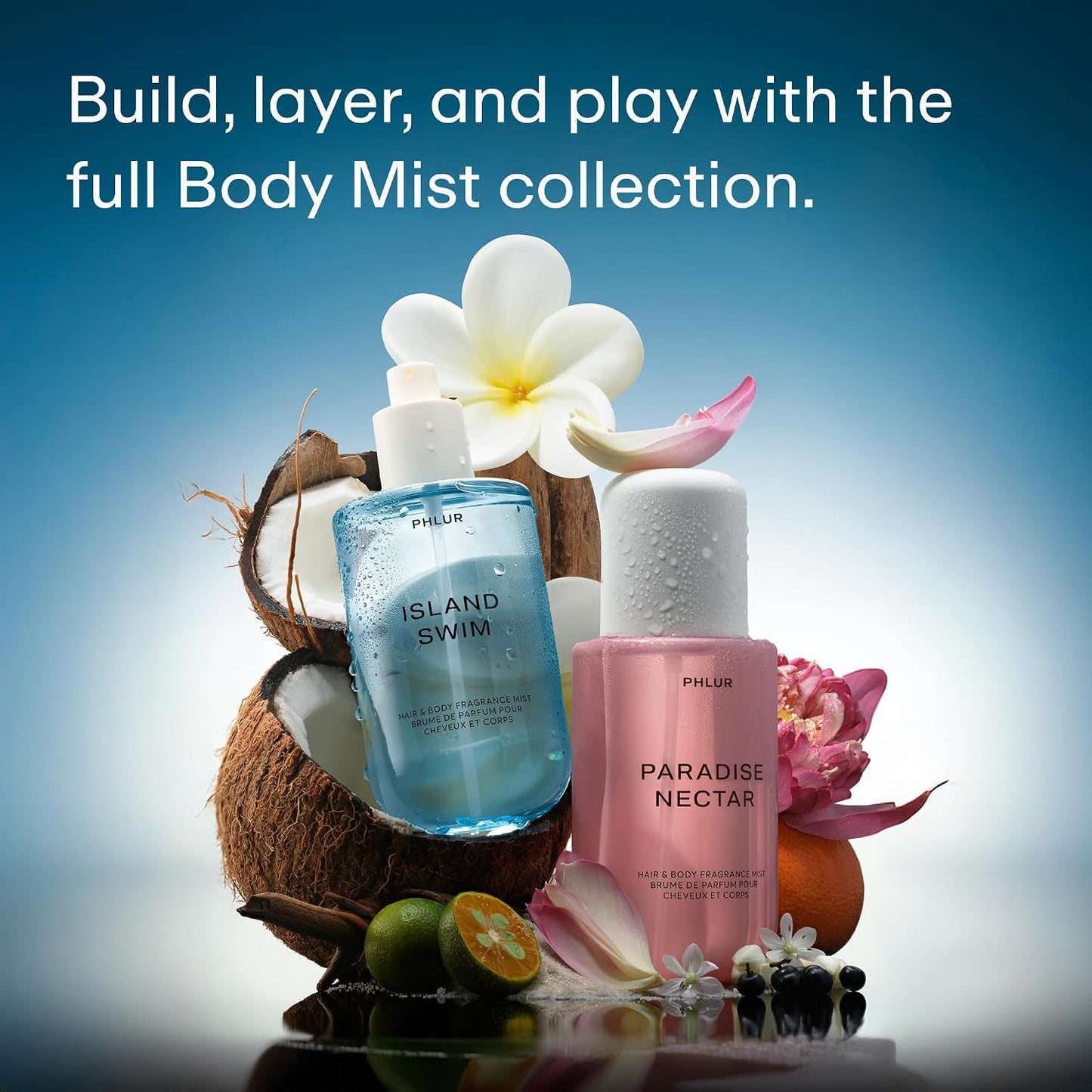 Hot PHLUR Island Swim Body Mist, 8 Fl Oz - Hair and Body Perfume | Tropical Citrus Coconut Body Spray with Bergamot, Plumeria & Sandalwood Fragrance