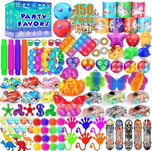 HotParty Favors for Kids 8-12 4-8, 150-Pack Fidget Toys Bulk, Treasure Box Toys for Classroom, Stocking Stuffers Goodie Bags, Classroom Prizes, Birthday Holiday for Boys Girls