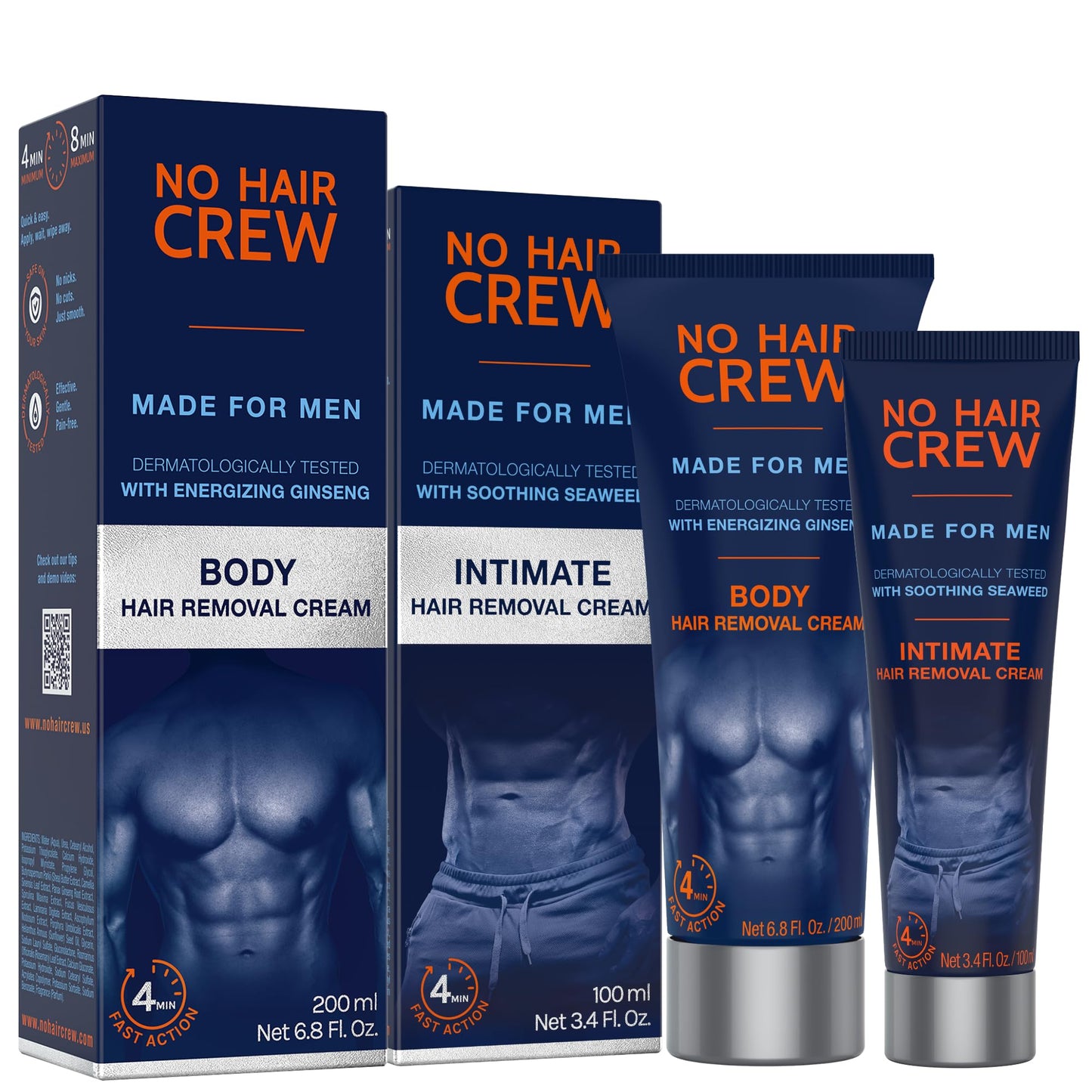 HotNo Hair Crew Intimate/Private At Home Hair Removal Cream for Men - Painless, Flawless, Soothing Depilatory for Unwanted Coarse Male Body Hair, 100ml