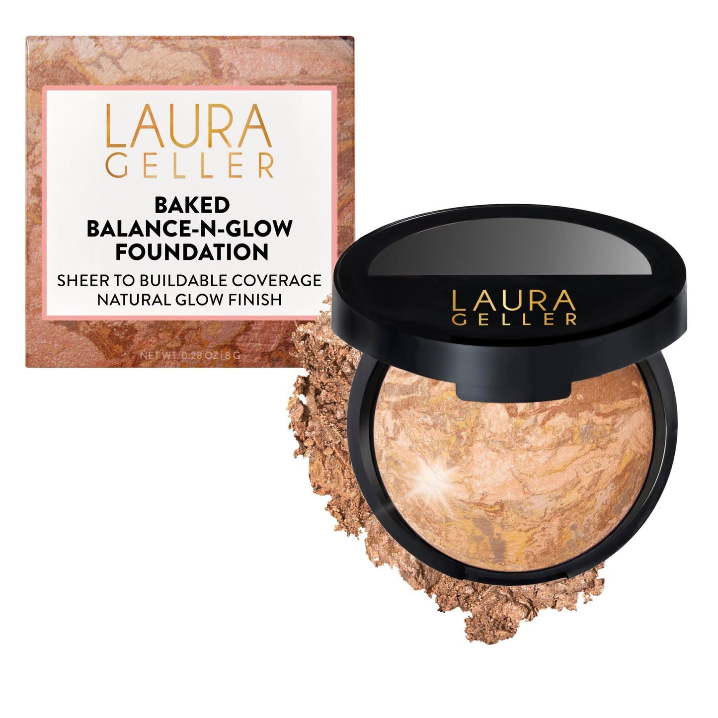 HotLAURA GELLER NEW YORK Baked Balance-n-Glow Illuminating Powder Foundation – Medium – Handmade in Italy – Pearl-Infused Satin Finish – Vitamin C Brightening – Buildable Sheer Coverage – For Mature Skin