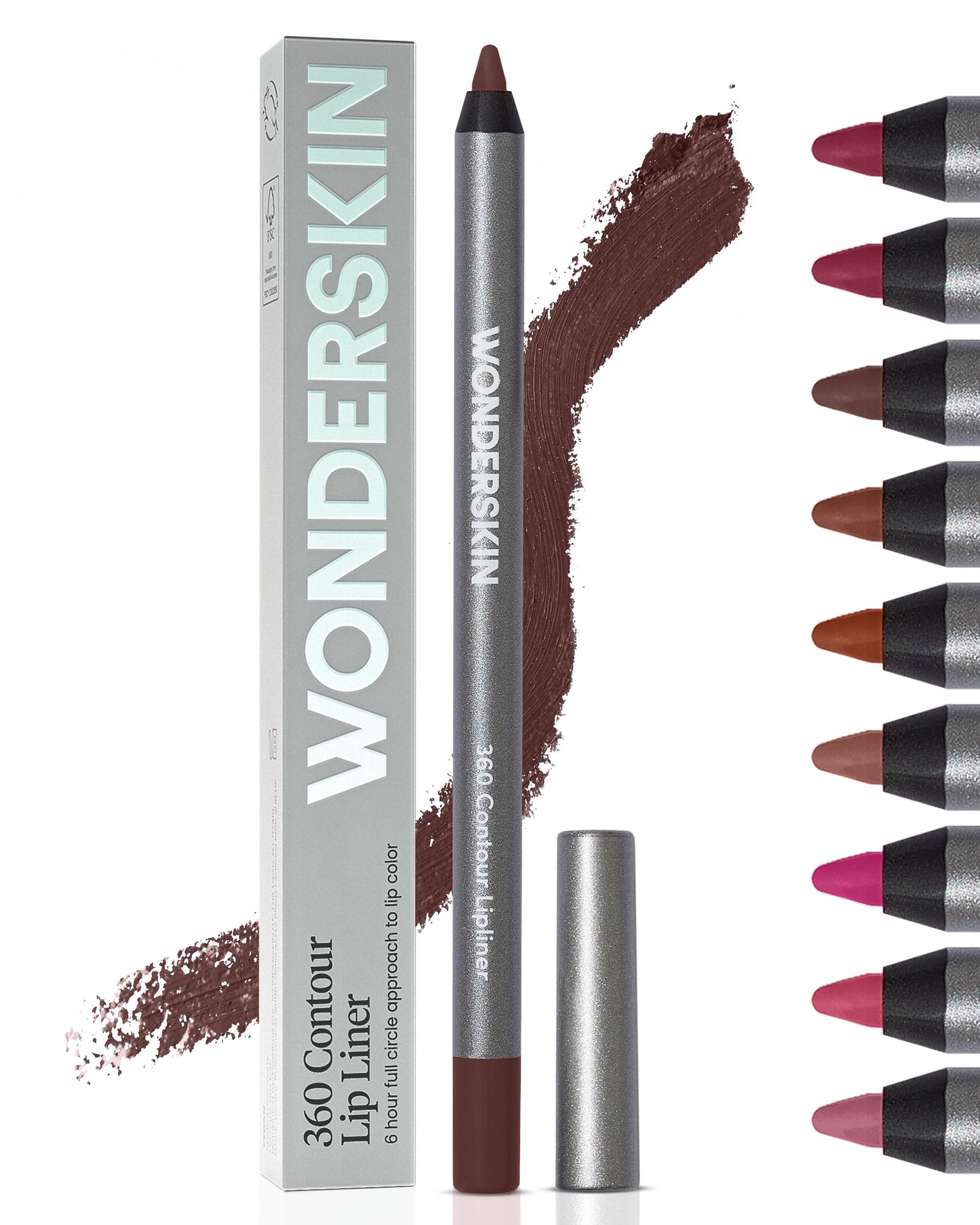 HotWonderskin Lipliner Pencil - 360 Contour Lipliner, Long Lasting, Sharpenable, Waterproof and Transfer-Proof Brown Lip Liner Pencil (Saddle)