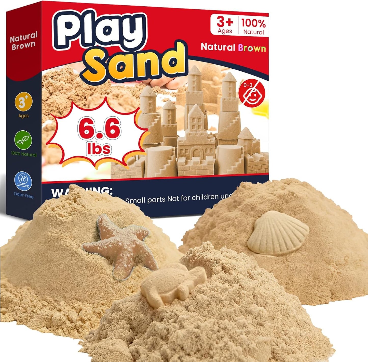HotFURWEY 6.6lbs Play Sand, Natural Brown Sensory Sand,Suitable for Children to Shaping, Squeezing and Sculpting（Without Molds）