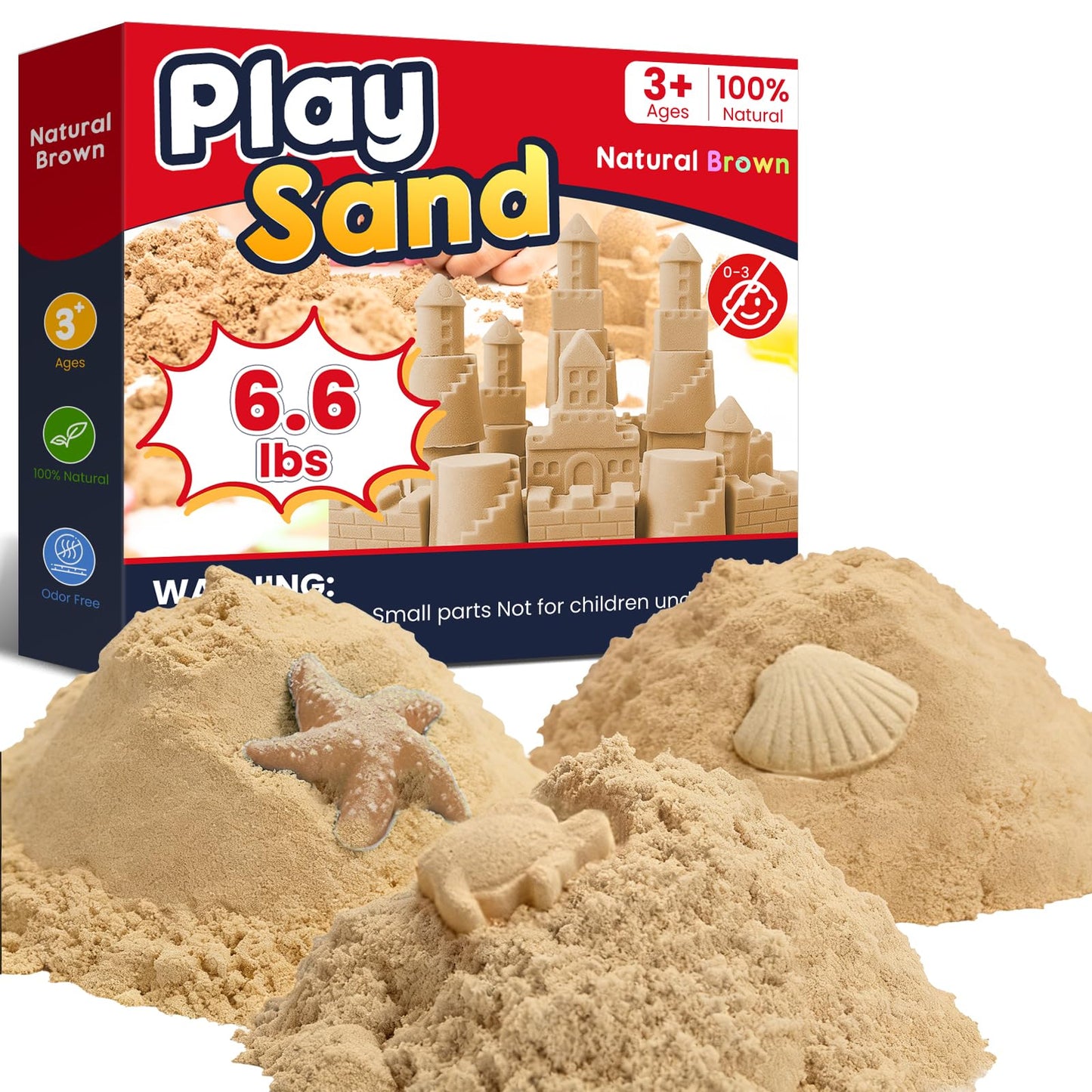 HotFURWEY 6.6lbs Play Sand, Natural Brown Sensory Sand,Suitable for Children to Shaping, Squeezing and Sculpting（Without Molds）
