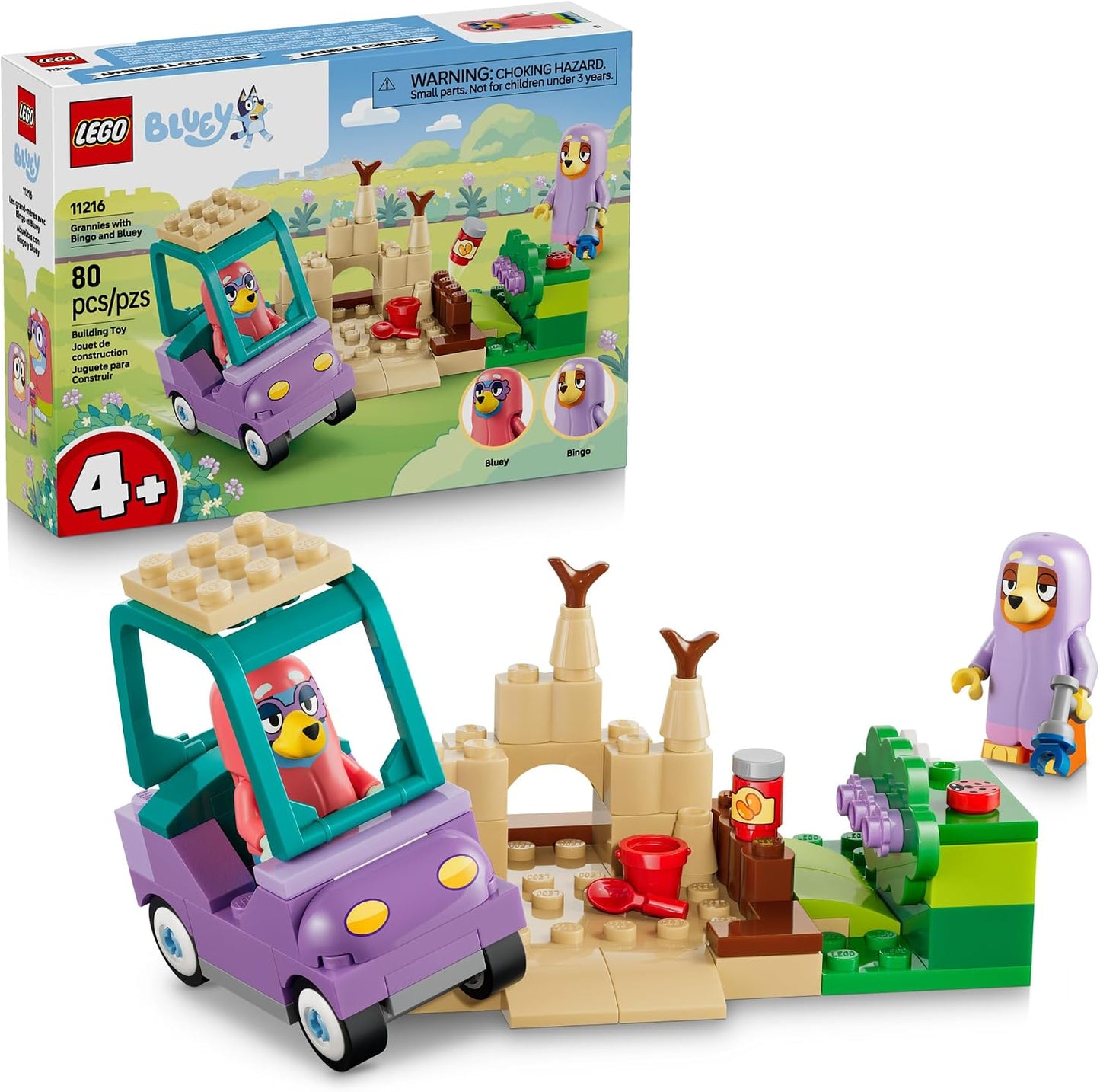 HotLEGO Bluey Grannies with Bingo and Bluey - Building Toy for Girls & Boys, Ages 4+ - Toddler Car & Playset with 2 Characters - Gift for Birthdays - 11216