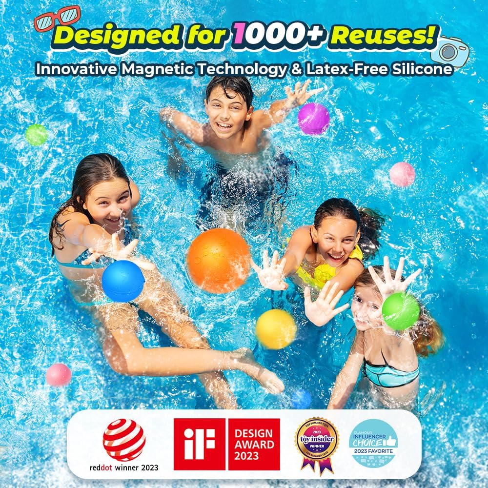 Hot12Pcs Reusable Water Balloons, Pool Beach water Toys for Boys and Girls, Outdoor Summer Toys for Kids Ages 3-12