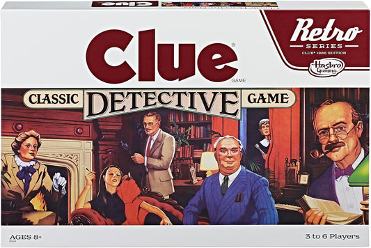 Hot Hasbro Gaming Retro Series Clue 1986 Edition Board Game, Classic Mystery Game for Kids, Family Board Games for 3-6 Players, Ages 8+ (Amazon Exclusive)