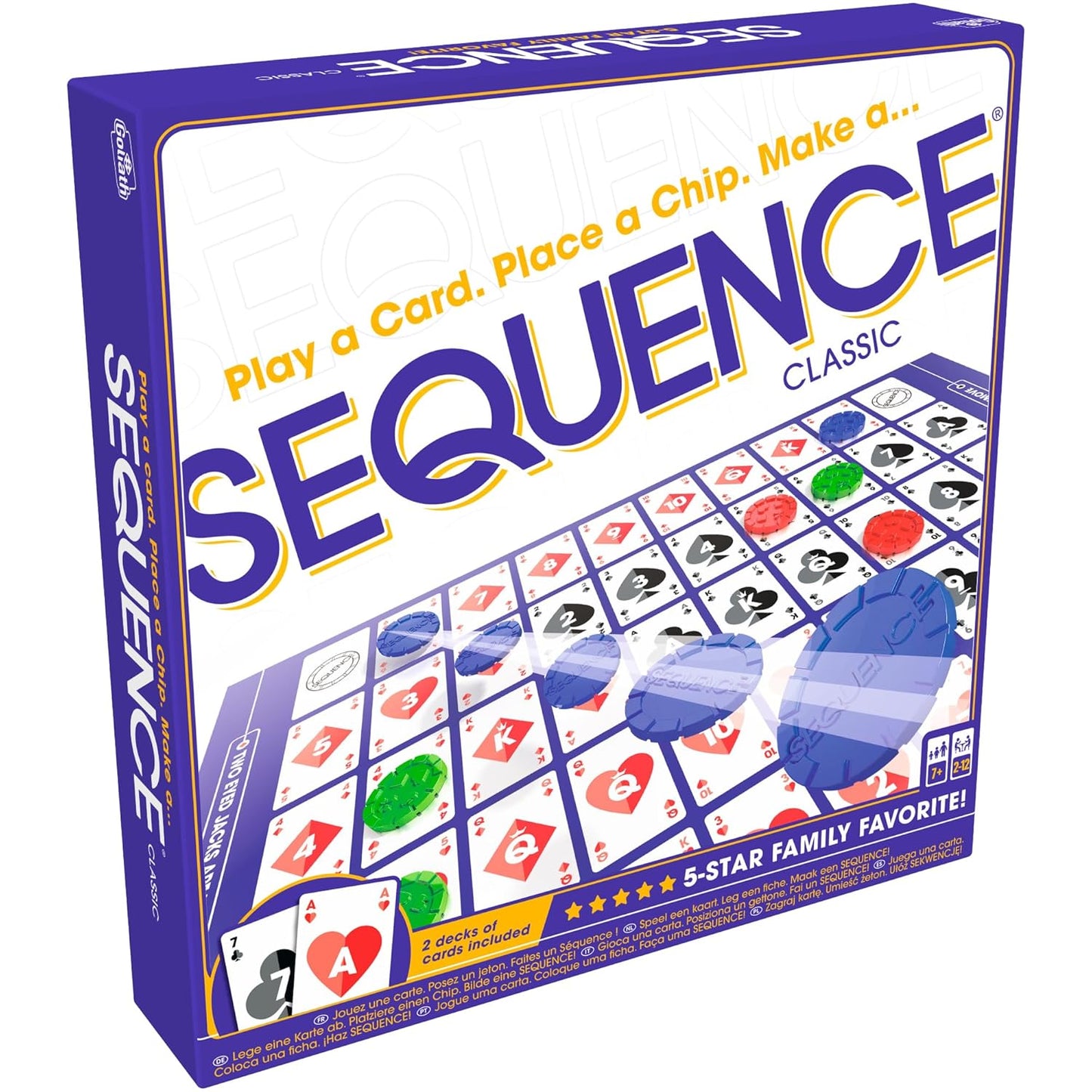 HotSEQUENCE- Original SEQUENCE Game with Folding Board, Cards and Chips by Jax ( Packaging may Vary ) White, 10.3" x 8.1" x 2.31"
