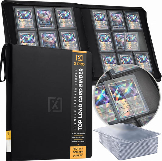 Hot X PRO Top Load Card Binder - Compatible with Top-loading Card Cases - Fits 252 | 20 Premium Loaders Included | 9-Pocket Ringless Double-Sided Pages | Premium Storage for TCG & Sports Cards
