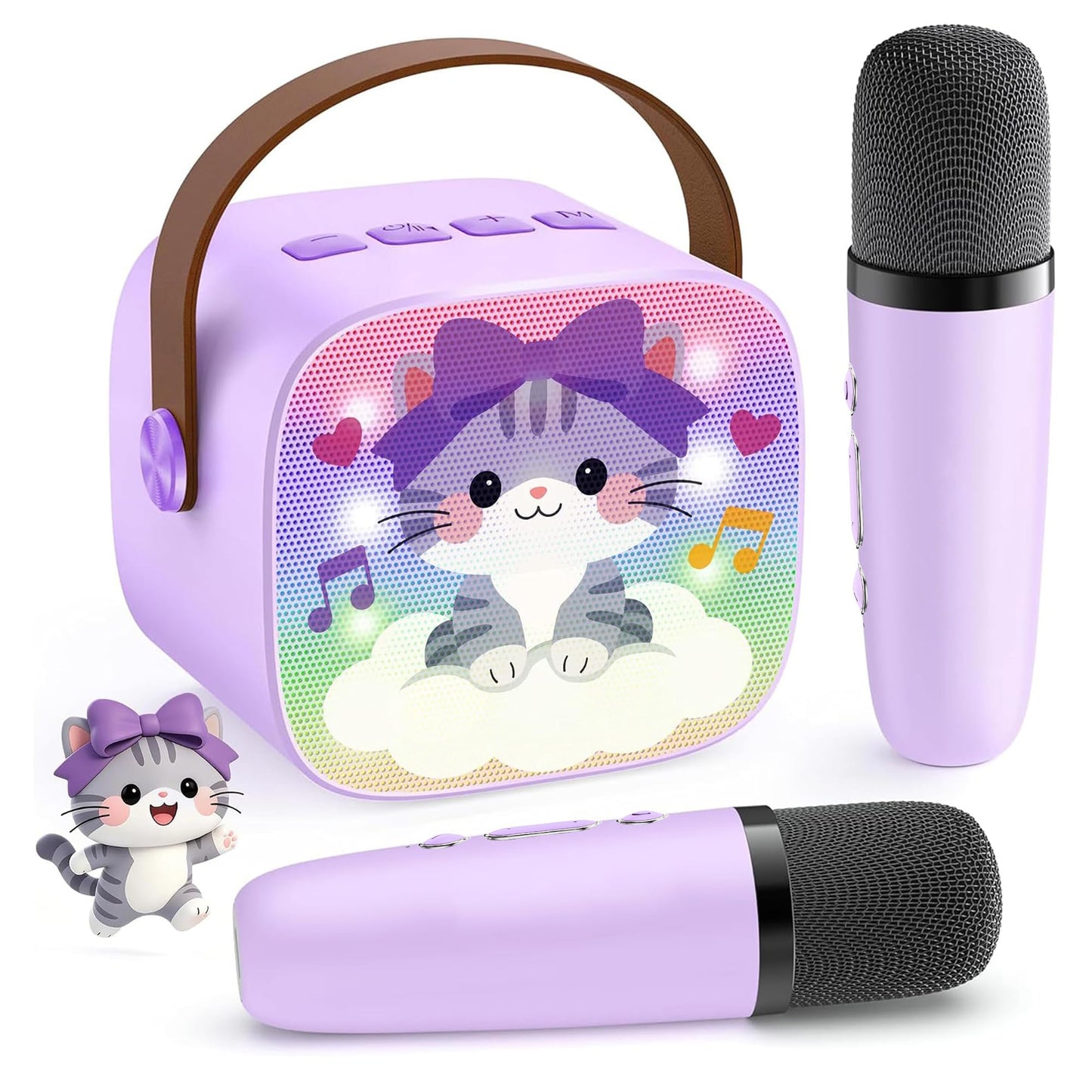 HotYLL Karaoke Machine for Kids, Portable Mini Speaker with 2 Wireless Microphones, TOP Kids Gifts for Girls Ages 3, 4, 5, 6, 7, 8, 9, 10+ Years Old, 4-12th Birthday Singing Present Toy Party (Purple)