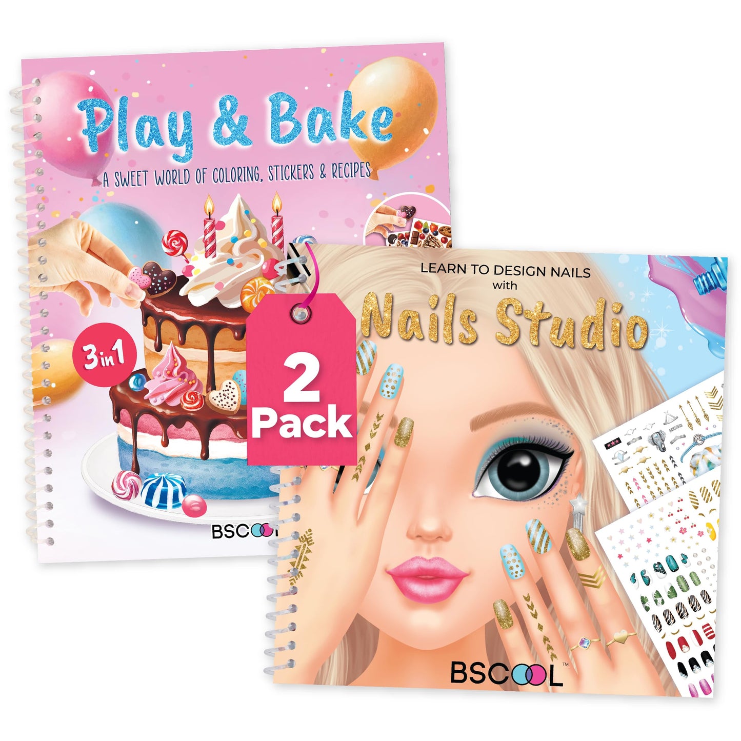 HotBSCOOL - Drawing, Coloring & Activity Book. Nail Design Book with Stickers and Guides. Fashion Design Sketchbook for Kids 5 and up. Little Designer Book - Nail Sticker Book. Gift for Girls