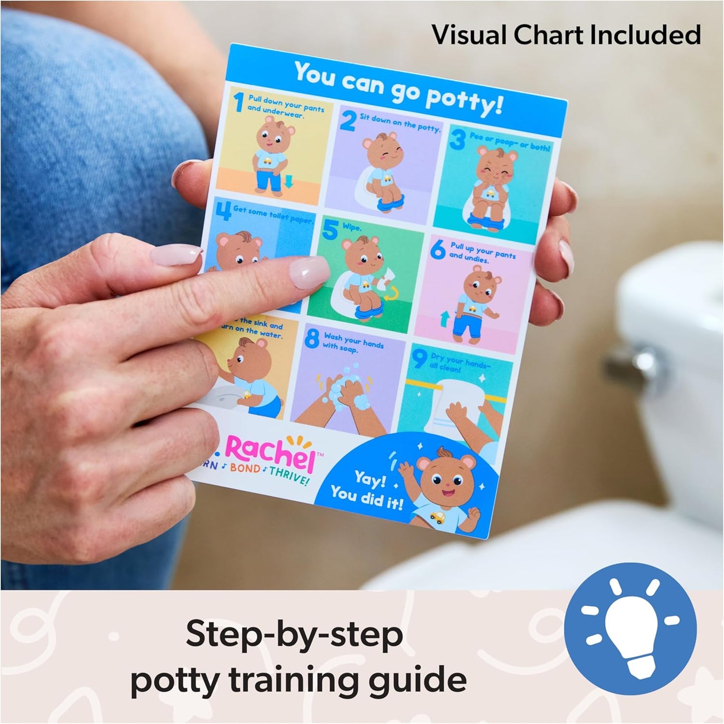 Hot Ms. Rachel Potty Time with Bean, 11” Plush Teddy Bear with Play Toilet & Accessories, Toddler Toys for Girls & Boys for Ages 18 Months to 3+