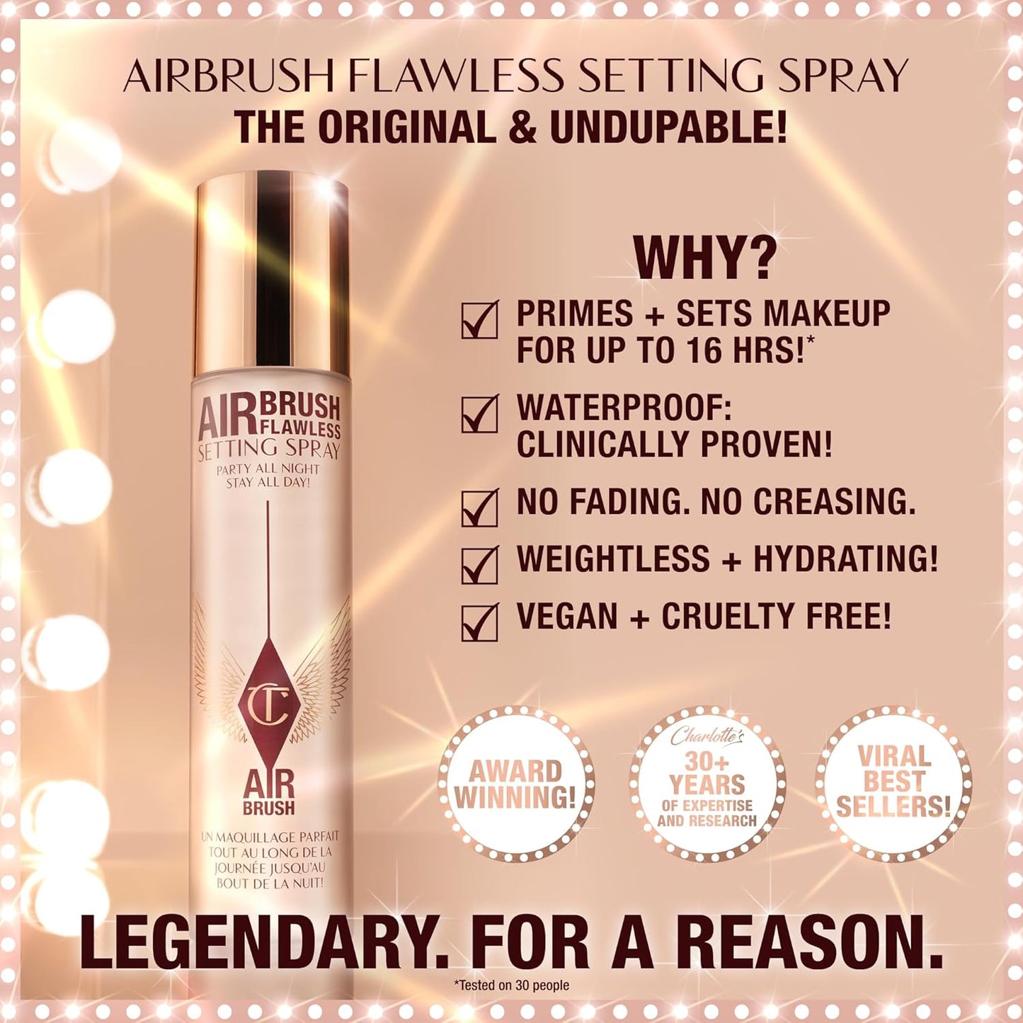HotCharlotte Tilbury Airbrush Flawless Setting Spray - Ultra-Fine Hydrating Mist to Prime & Set Makeup Up to 16Hr – Soothes and Blurs Skin, Waterproof, Wedding Makeup