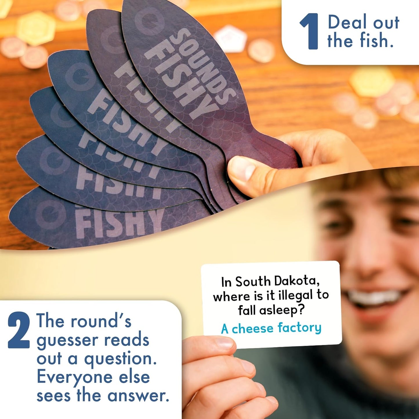Hot Sounds Fishy Amazon Exclusive Trivia Party Game, Age 10+ | Bluffing Beats Brains, Different Every Time, Know It or Make It Up, Ages 8+, Fun for Kids & Adults, Great for Cookouts