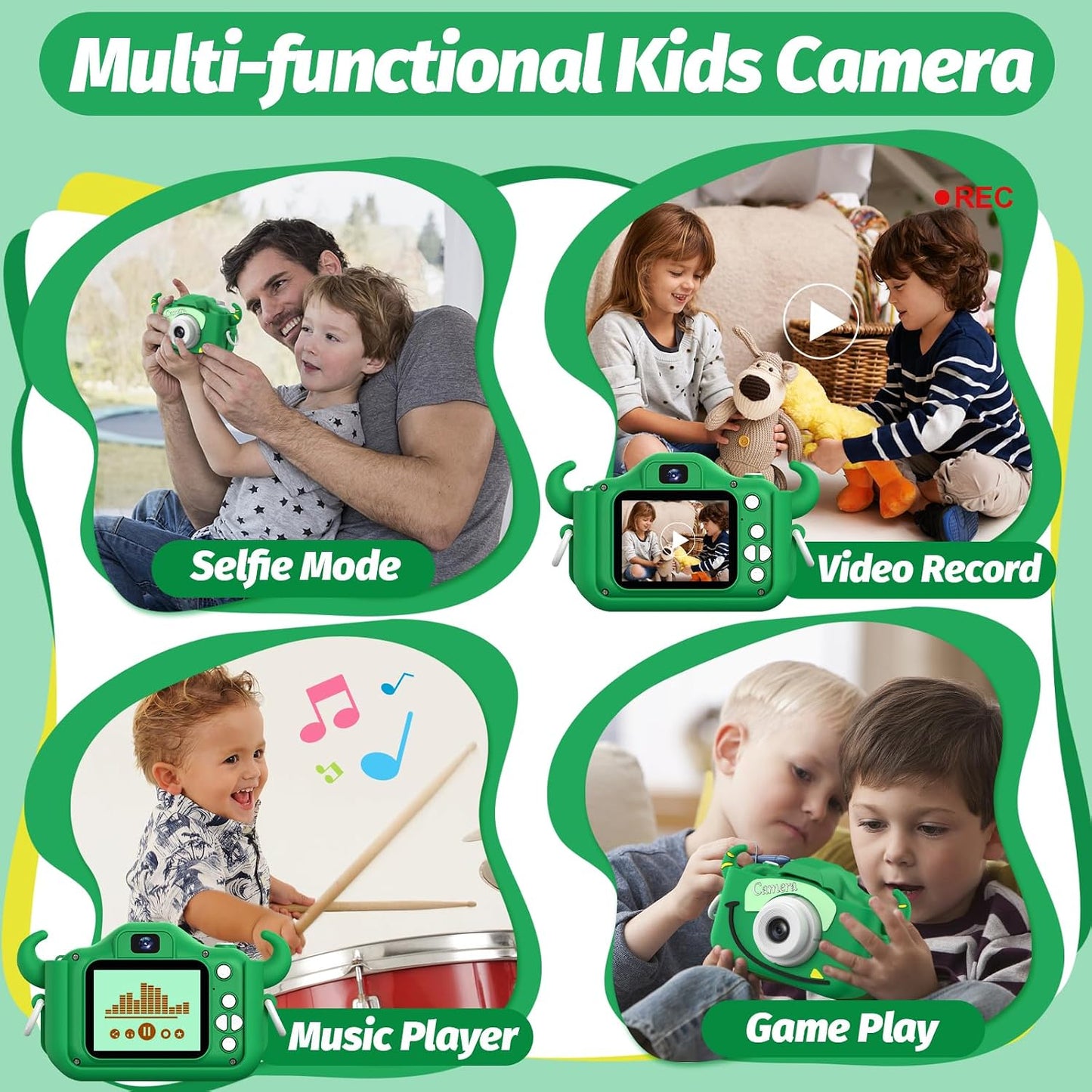 Hot Goopow Kids Camera Toys for 3-8 Year Old Girls Boys,Children Digital Video Camcorder Camera with Cartoon Soft Cover, Best Chritmas Birthday Festival Gift for Kids