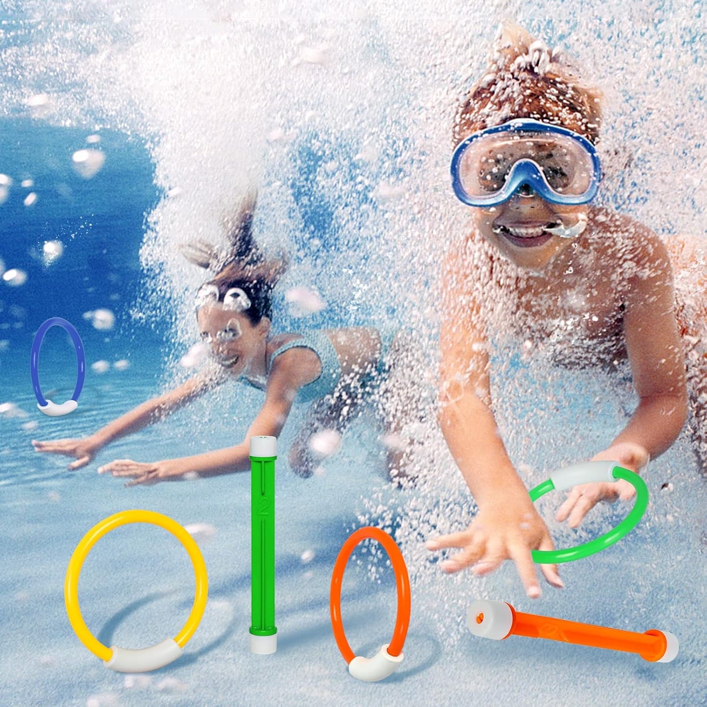 HotKorlon Tec Underwater Pool Toys for Kids Ages 4-8 8-12, Summer Training Swim Pool Diving Toys Set for Fun Water Games