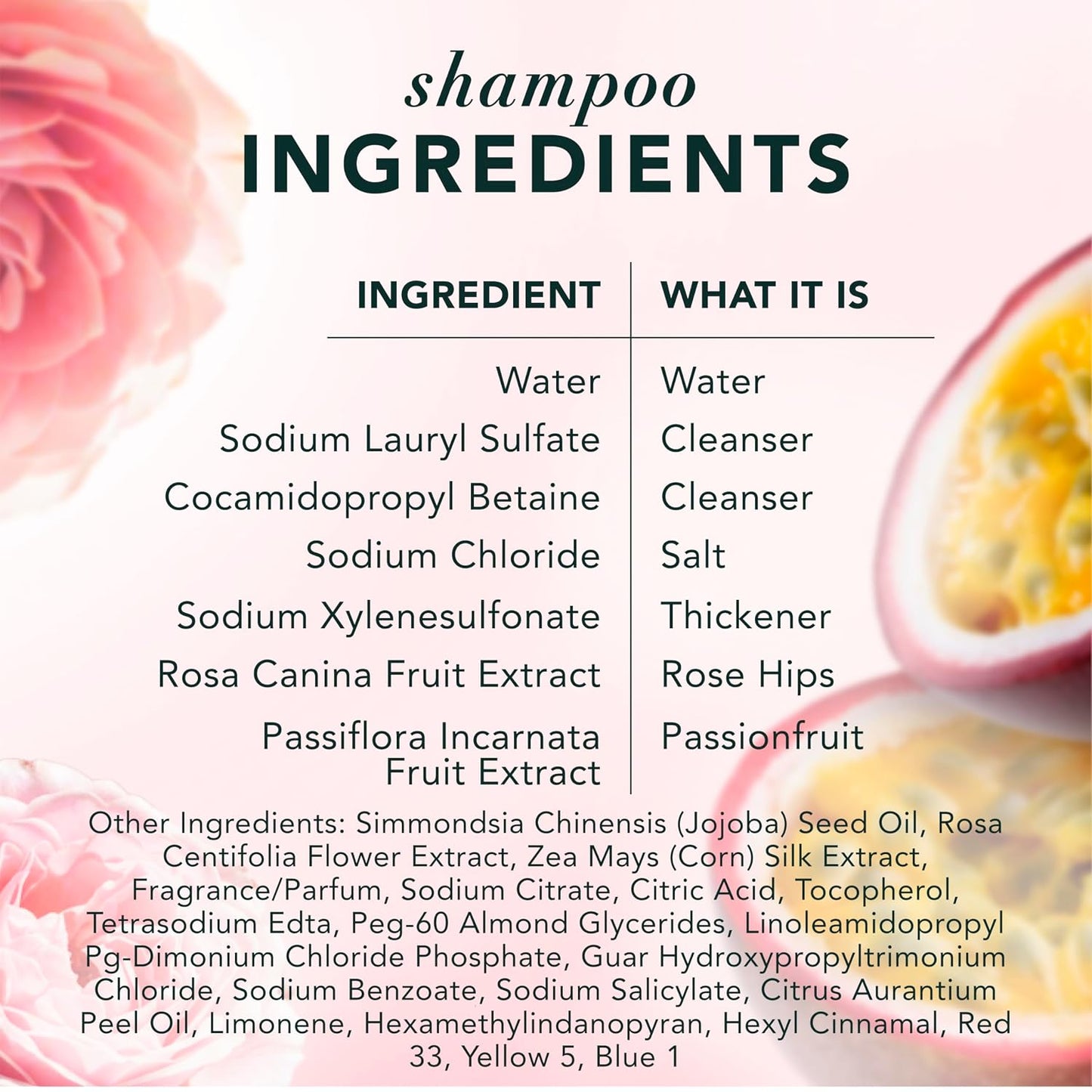 HotHerbal Essences Shampoo, Rose Hips + Passionfruit - Smooth Collection, Shiny Hair with Vitamin E & Jojoba, Safe for Color Treated Hair, Floral Scent, Cruelty-Free, Dermatologist-Tested, 29.2 Fl Oz