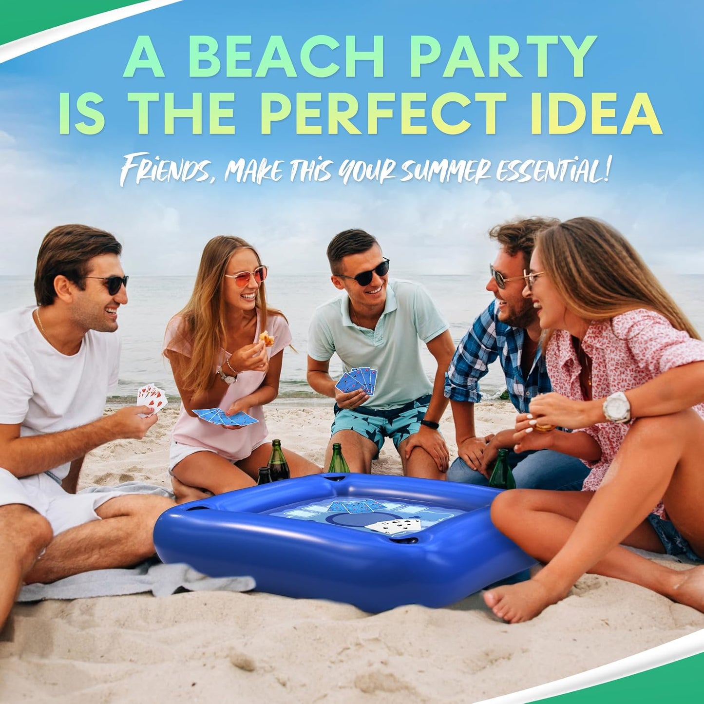 Hot DIMROM Floating Table for Pool with Cup Holders – Adult Pool Games with Waterproof Cards – Pool Float Games – Perfect for Party, Snacks, Drinks, Hot Tub & Summer Fun
