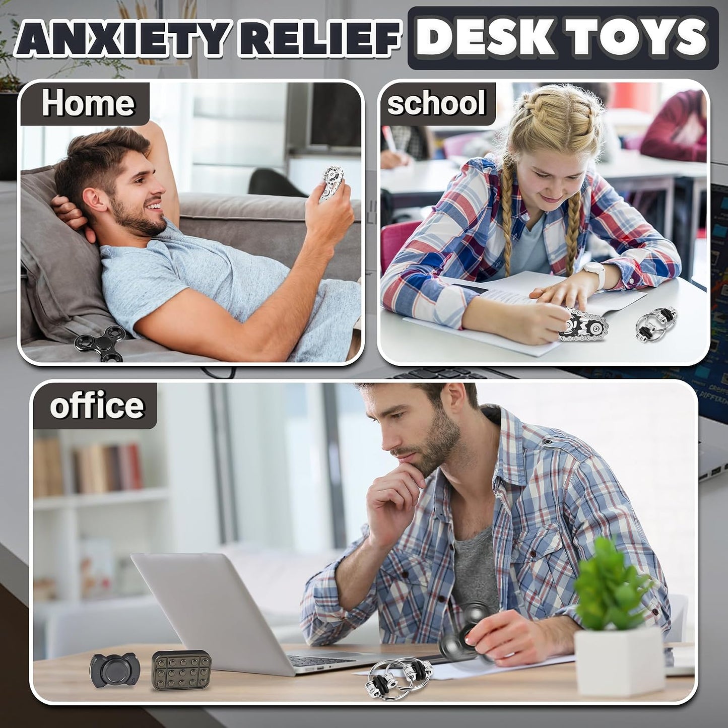 Hot 5 Pcs Fidget Toys Adults & Teen Metal Fidgets Spinner for Teens Boys Magnetic Slider Cool Gadgets Office Desk Toy Stress Relief Sensory Items Figette for Classroom Autism ADHD Anxiety Gifts