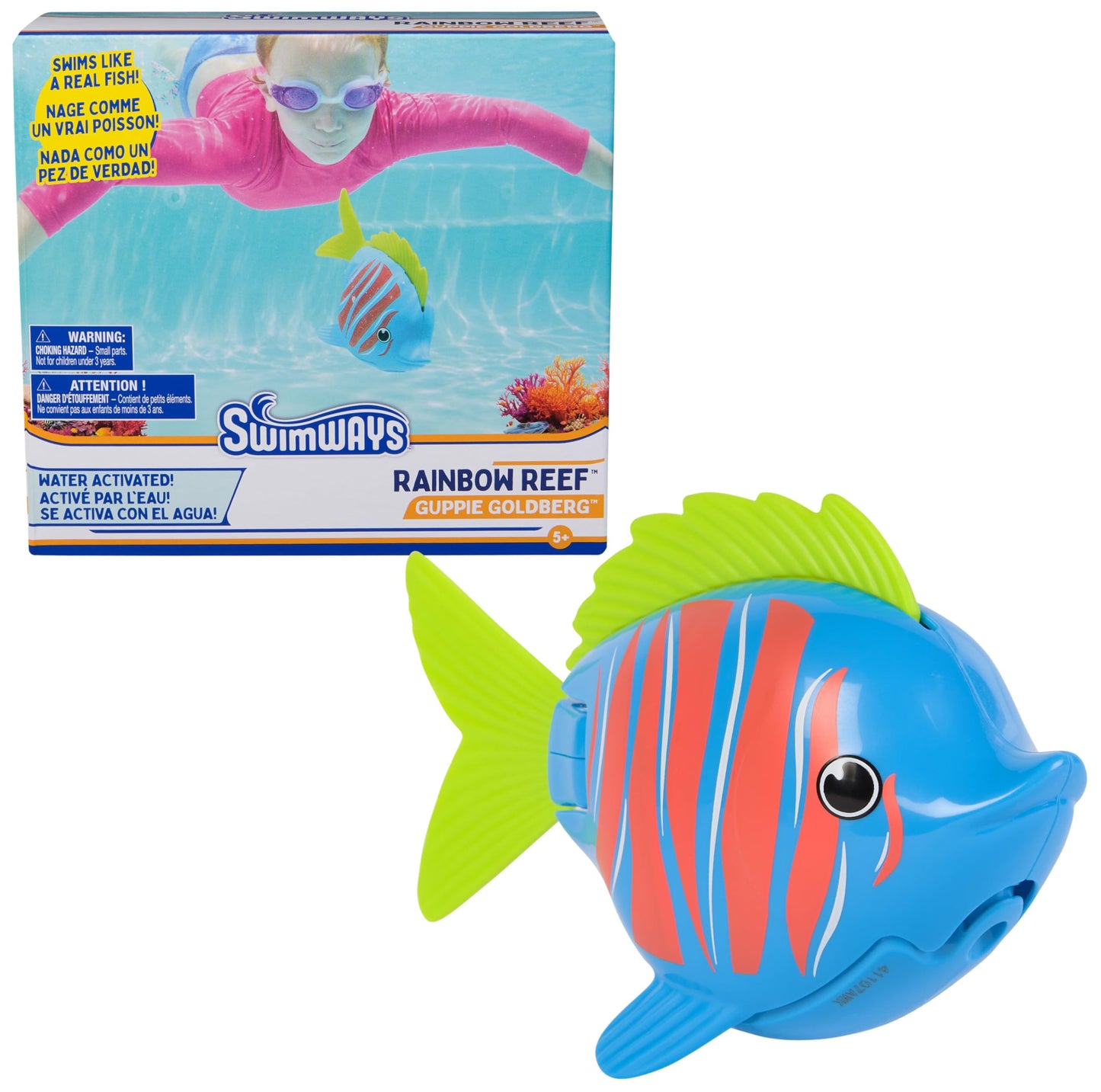 HotSwimWays Rainbow Reef Clownfish Water-Activated Pool Toy for Ages 5+ | Realistic Swimming Patterns Inspire Imaginative Play, Toy Supports Swimming Skills, Coordination, and Competitive Games