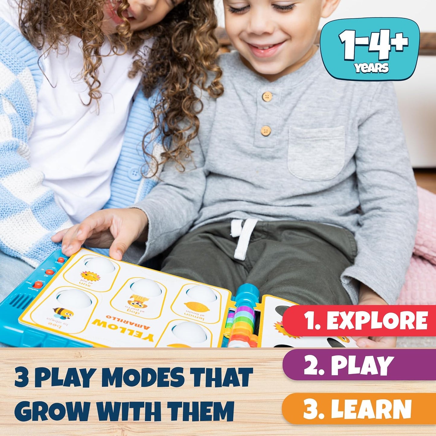 Hot Chuckle & Roar Pop It! Book: Colors – Interactive Sensory Learning Book with Bilingual English & Spanish Play, Grow-with-Me Modes, Quiet Mode, Color Learning Toy for Toddlers Ages 1–4+