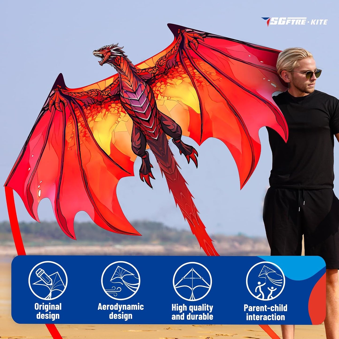Hot SGftre Complete Kite with Handle, Line & Accessories,Easy to Fly for Kids & Adults, Perfect for Beach, Park, Family Outdoor Activities