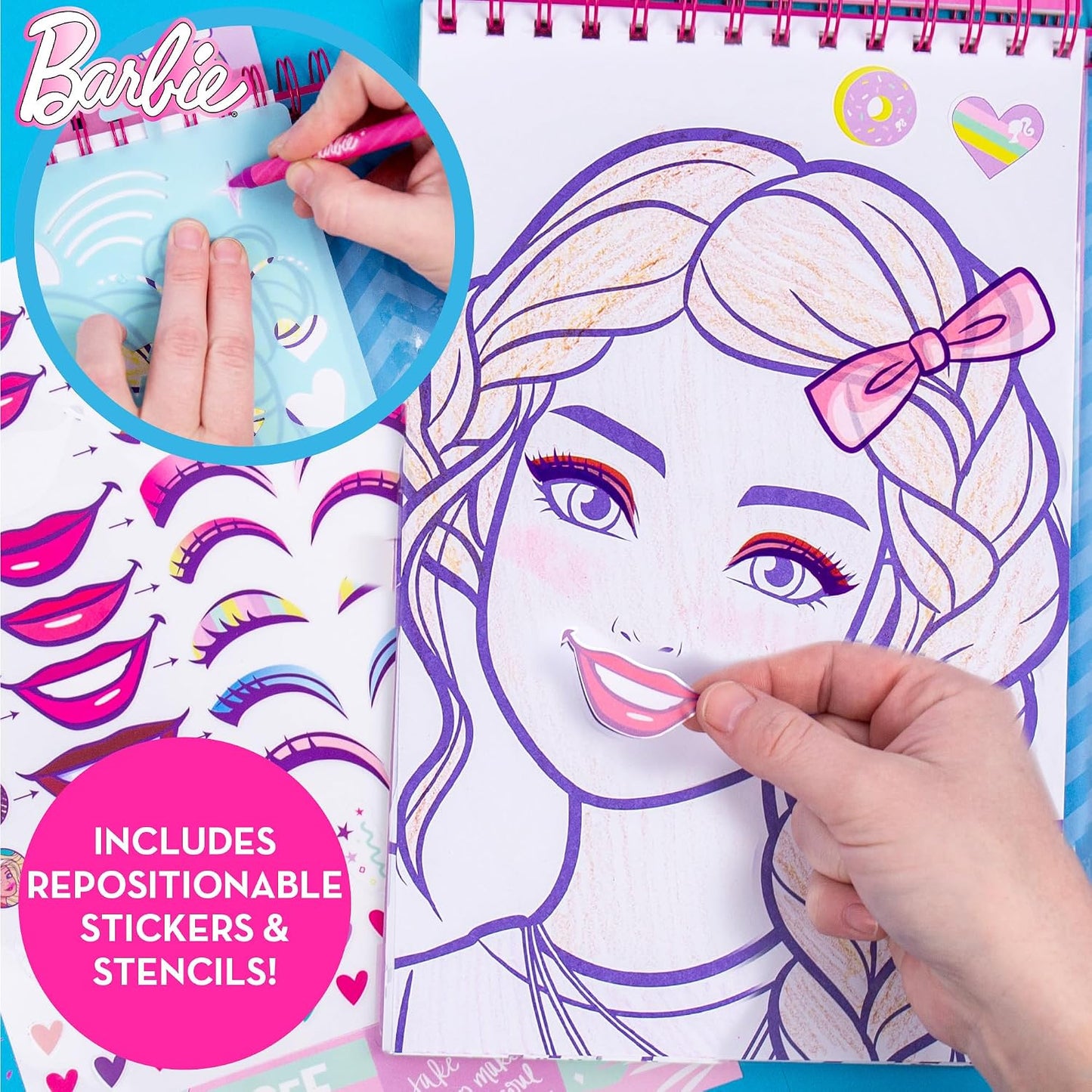 HotHorizon Group USA Barbie Magazine - Create Hair & Makeup Looks with 130+ Stencils, 180+ Stickers, Crayons & Pretend Makeup