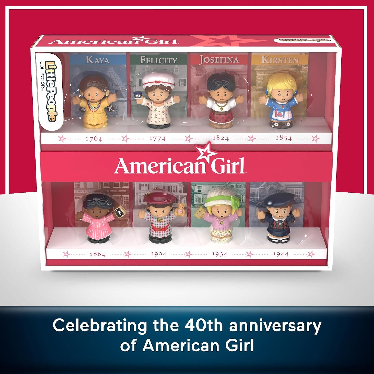 Hot Little People Collector American Girl 40th Anniversary Special Edition Figure Set for Fans, 8 Characters in a Display Package (Amazon Exclusive)