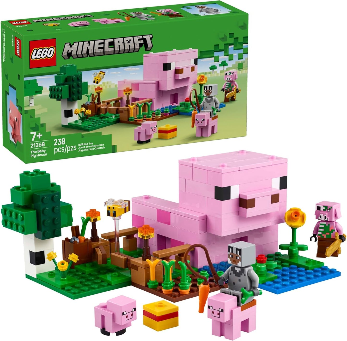 HotLEGO Minecraft The Baby Pig House Toy Figures and Playset - Building Minecraft Toy for Kids, Boys and Girls, Ages 7+ - Gift for Birthdays - with 2 Minifigures for Pretend Play - 21268
