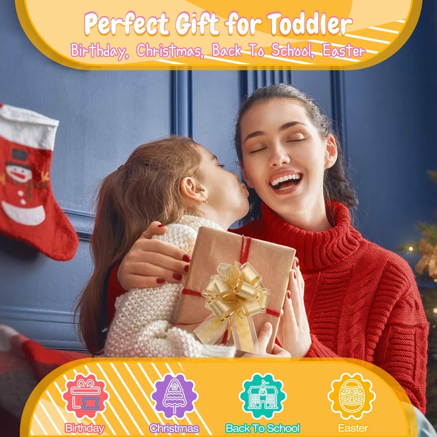 HotBusy Board with LED Light Switches, Montessori Toys for 1 2 3 Years Old, Toddlers Wooden Toy Sensory Activity Board, Travel Toys for 1+ Year Old Boy & Girl Birthday Gift