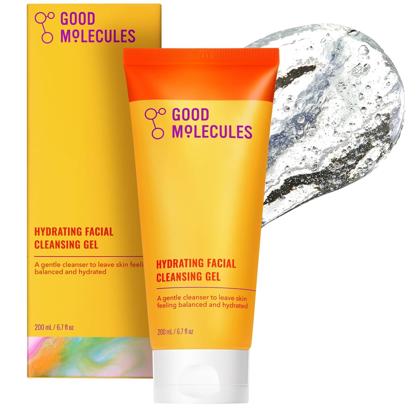 HotGood Molecules Hydrating Facial Cleansing Gel - Face Wash with Rosewater and Pineapple Extracts to Brighten, Cleanse, and Moisturize - Facial Cleanser, Skin Care