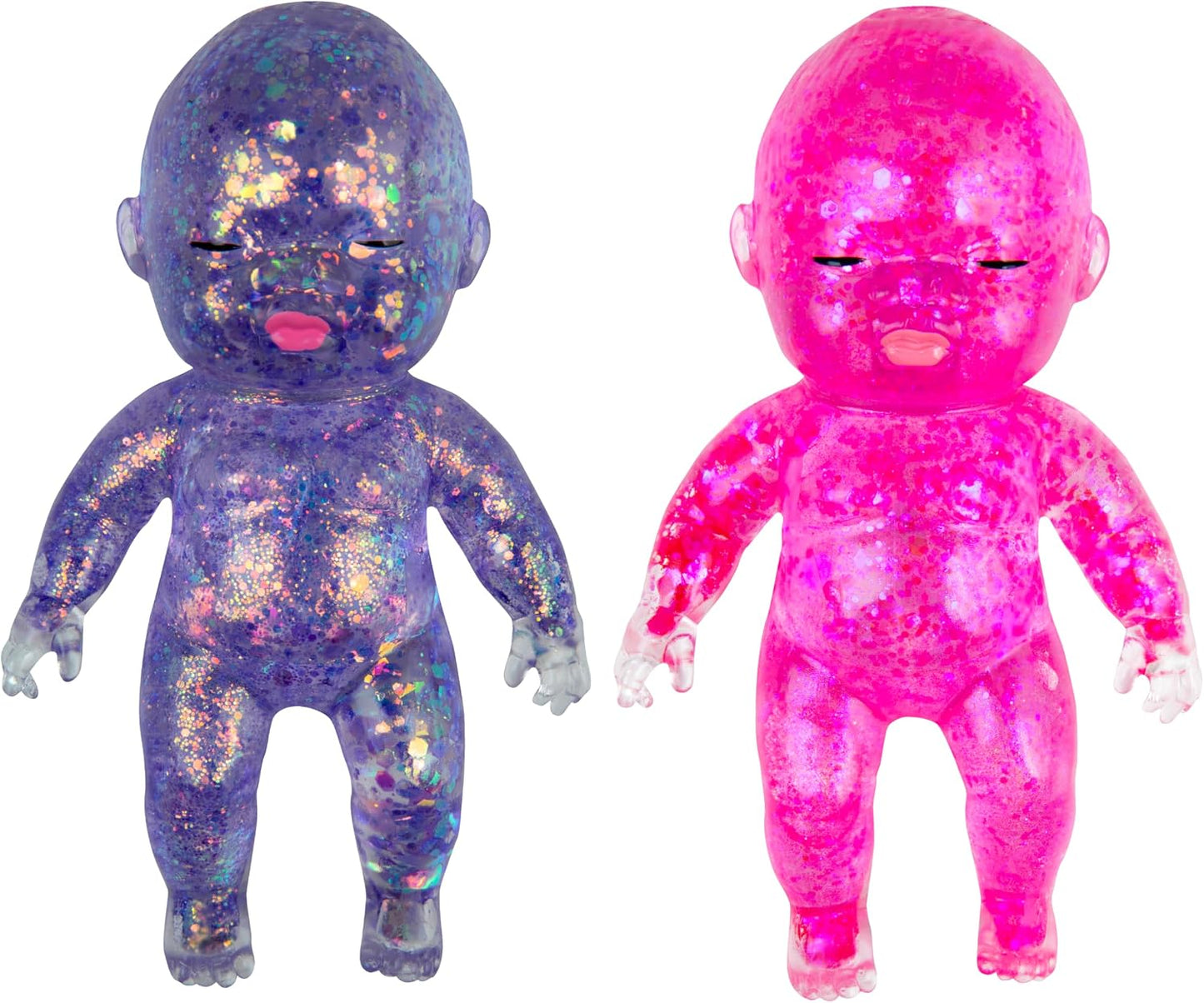 Hot ORB Sugar Swaps Jumbo Baby Squishies Pink and Purple 2 Pack - 2 Big, Sparkly Sugar Baby Squishy Toys to Stretch, Squeeze, Collect, Trade - Stress Relief, Sensory and Fidget Toys for Kids and Adults