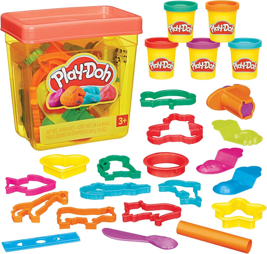 HotPlay-Doh Fun Tub Set, 19 Accessories & Reusable Storage Container, Preschool Toys, Kids Arts & Crafts, Back to School Gifts, Ages 3+ (Amazon Exclusive)