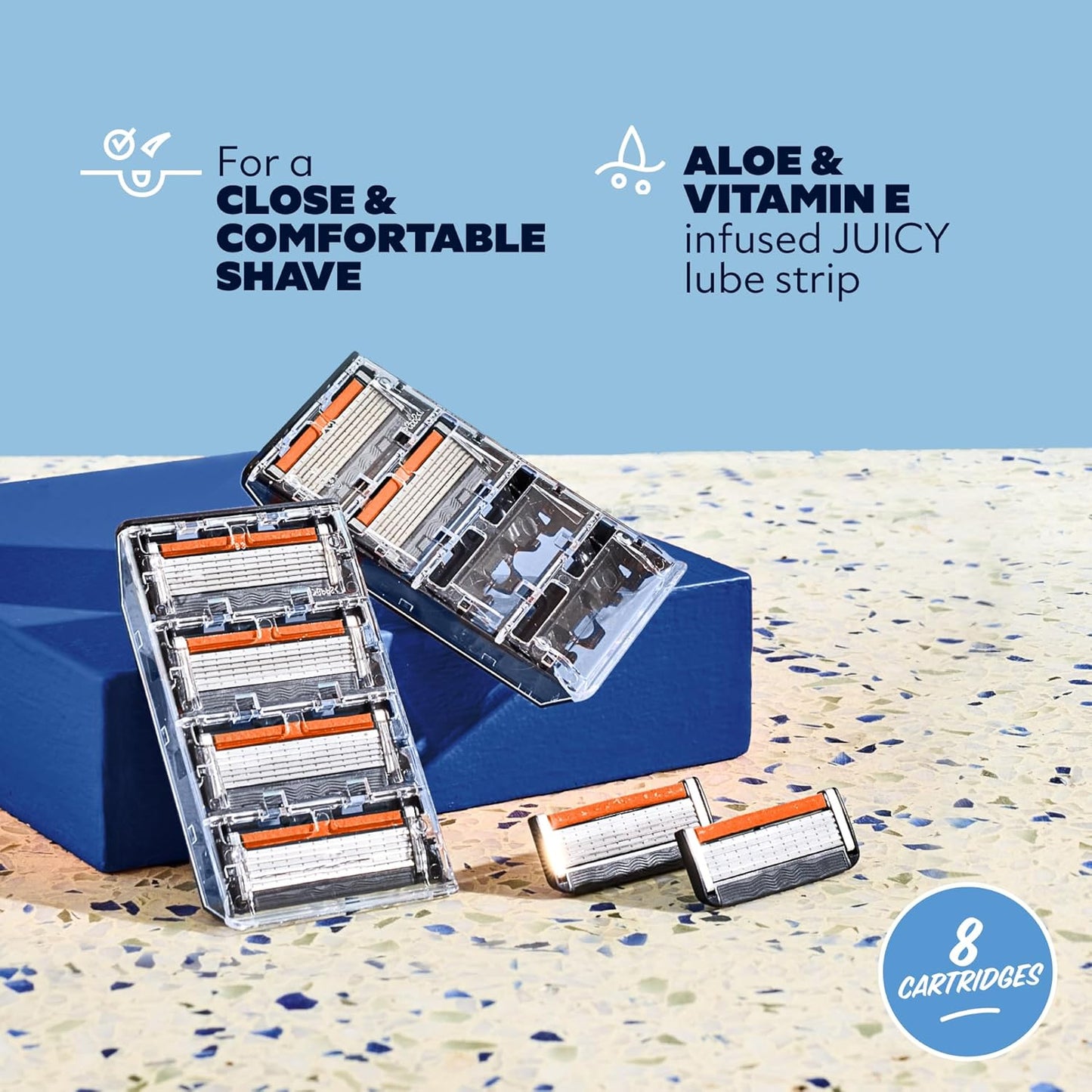 HotDollar Shave Club | 6 Blade Razor Refills (8 Pack) | 6 Stainless Steel Blades for a Close & Comfortable Shave