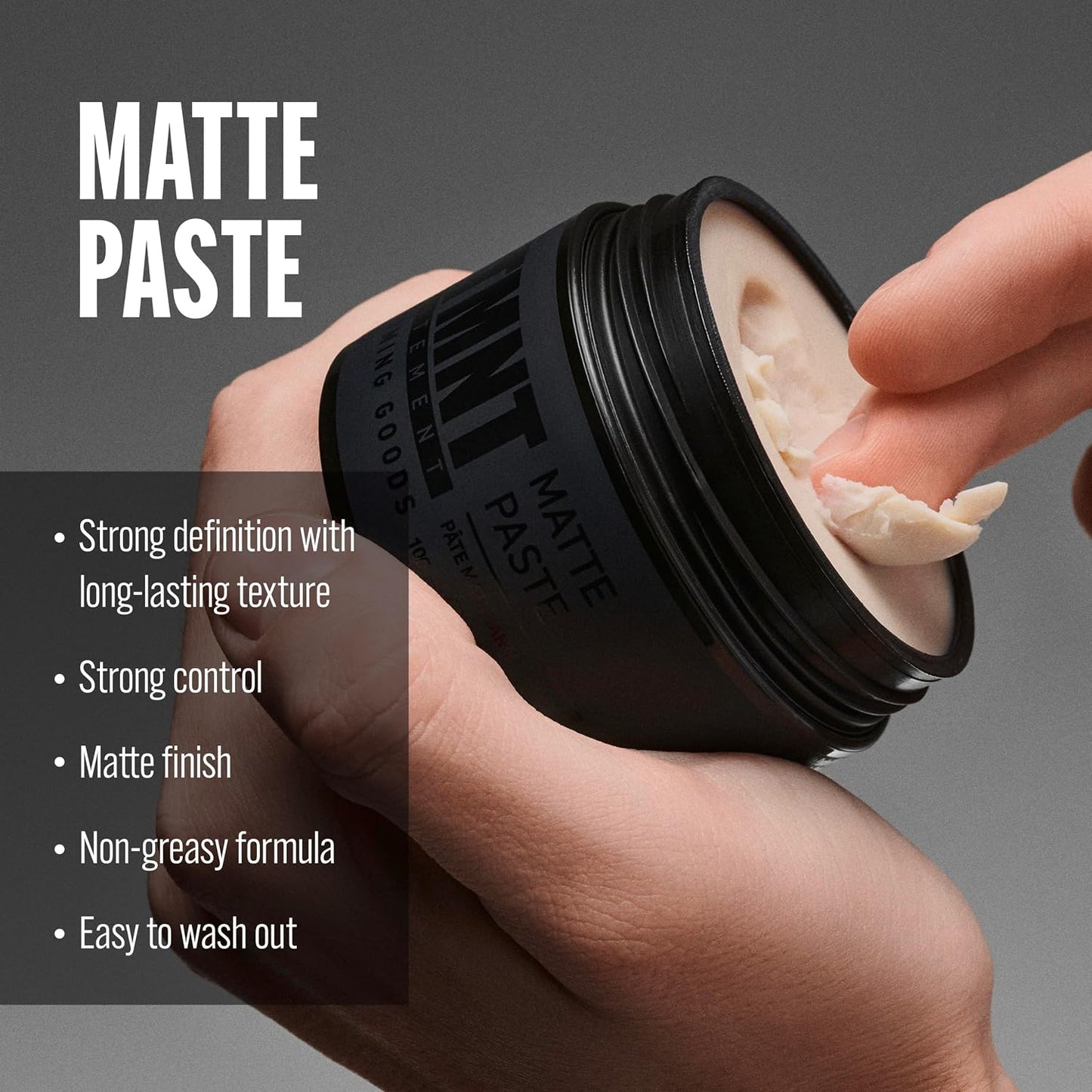 HotSTMNT Grooming Goods Matte Paste 3.38 oz | All Day Strong Hold & High Volume | Hair Clay Paste For Men | Non-Greasy Formula | Texture Paste for Hair | Ideal for Dry & Damp Hair | Mens Hair Styling