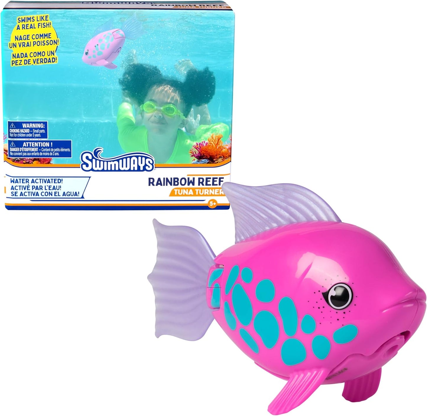 HotSwimWays Rainbow Reef Fish Toy, Kids Swimming Accessories & Water Toys, Learn to Swim Pool Toys for Kids Ages 5 & Up, Batteries Included, Tuna Turner | Realistic Swimming Patterns Inspire Imaginative Play, Toy Supports Swimming Skills, Coordination, an