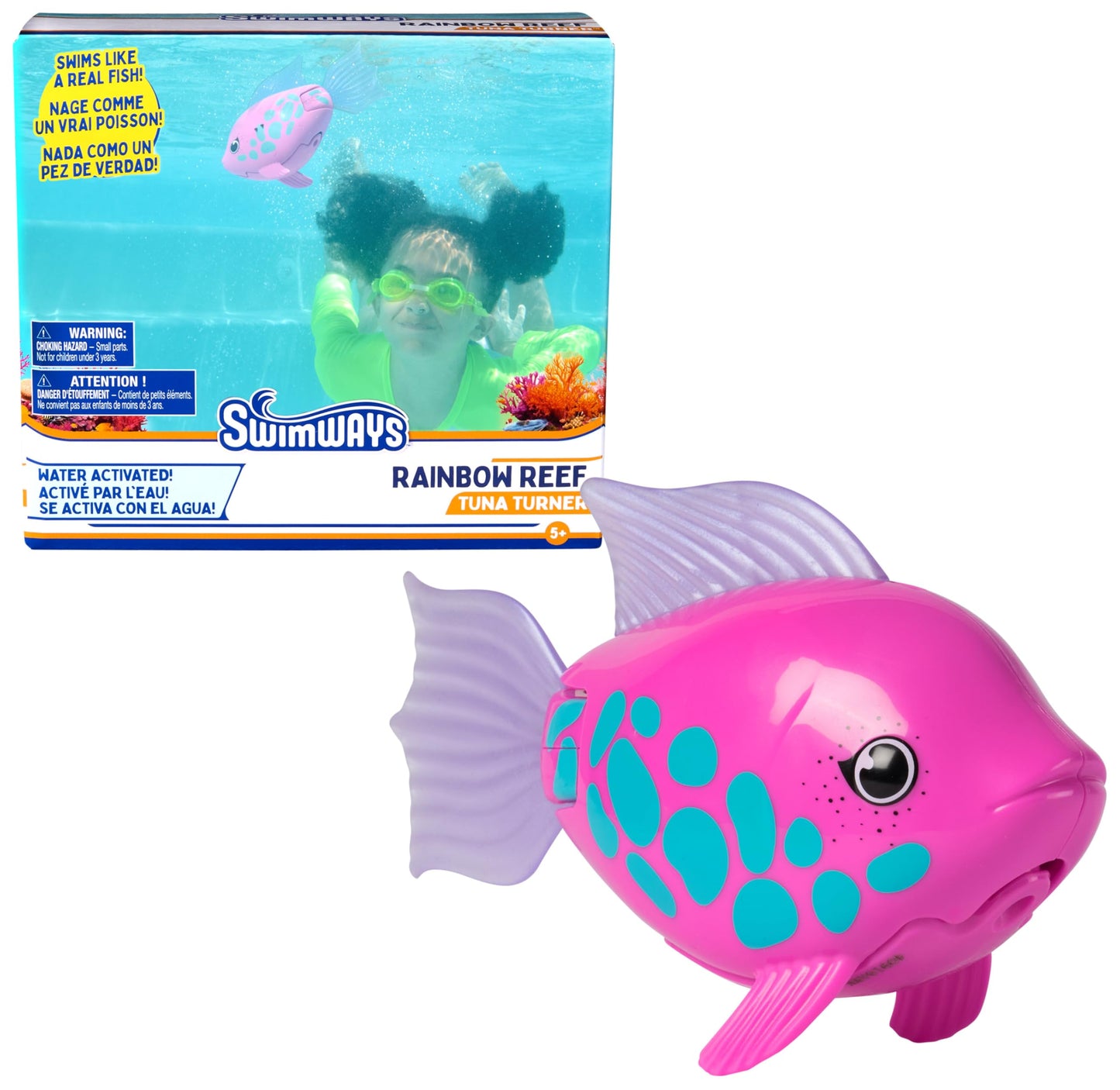 HotSwimWays Rainbow Reef Clownfish Water-Activated Pool Toy for Ages 5+ | Realistic Swimming Patterns Inspire Imaginative Play, Toy Supports Swimming Skills, Coordination, and Competitive Games