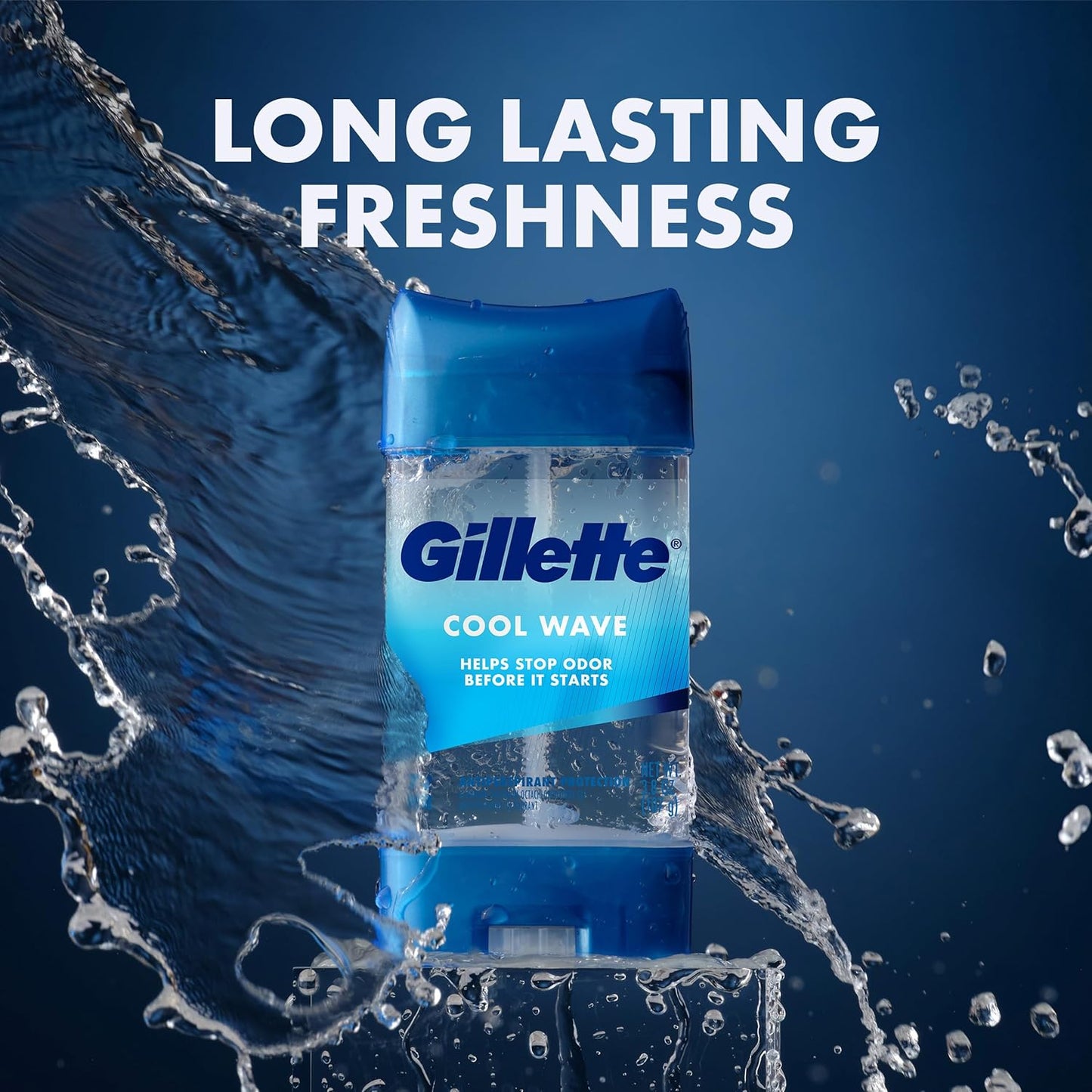HotGillette Antiperspirant and Deodorant for Men, 72hr Clinical Strength Sweat & Odor Protection, Long Lasting Freshness, Anti-White Mark Technology, Clear Gel, Cool Wave Scent, 3.8 oz (Pack of 4)