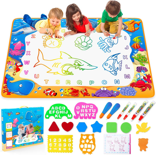 HotWater Doodle Mat - Kids Painting Writing Color Doodle Drawing Mat Toy Bring Magic Pens Educational Toys for Age 3 4 5 6 7 Year Old Girls Boys Age Toddler Gift
