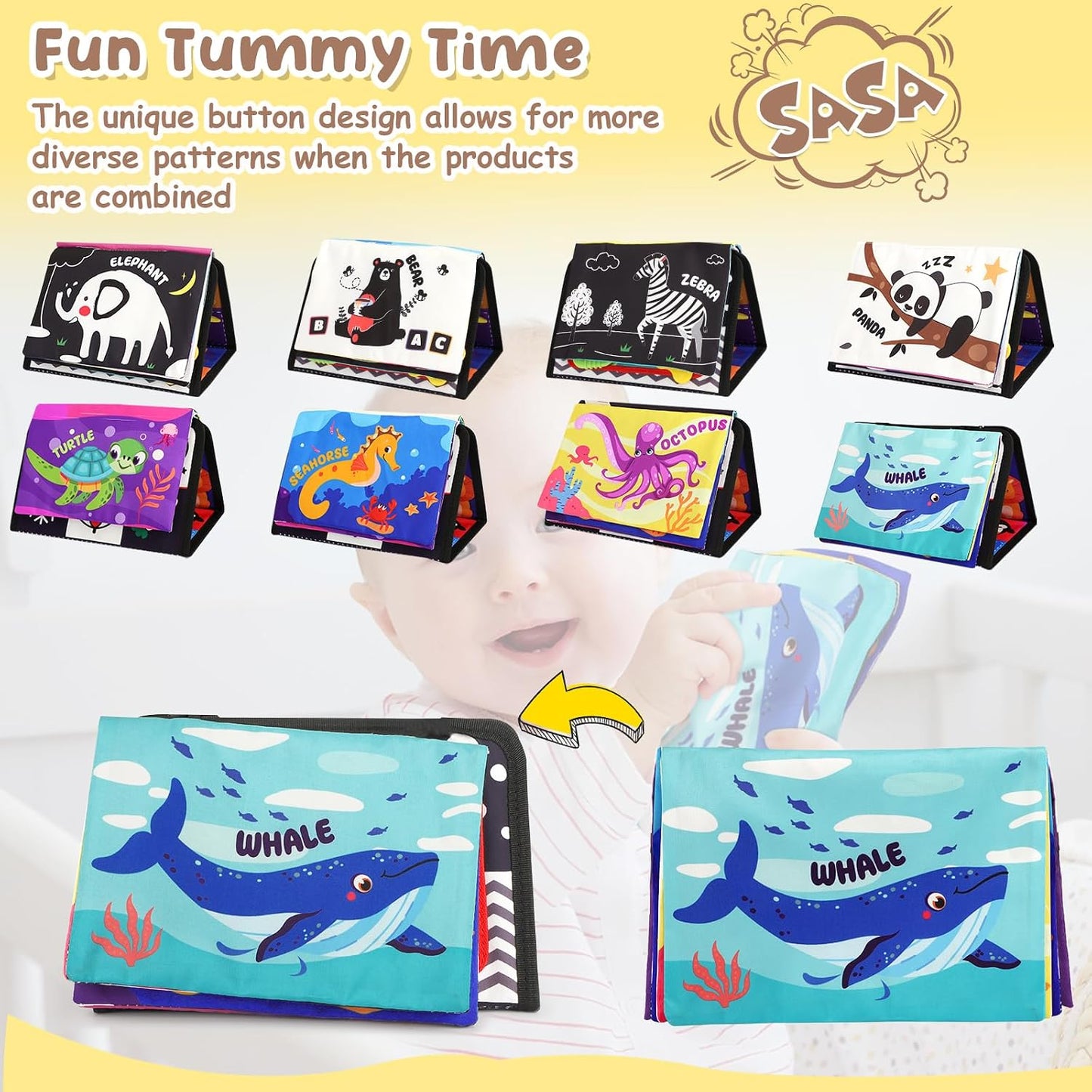 HotURMYWO Tummy Time Toys - Black and White High Contrast Baby Toy for Newborn - Baby Visual Stimulation Mirror - Montessori Sensory Crinkle Toy for Infant 0-3-6-12 Months - Boy Girl Shower Gifts