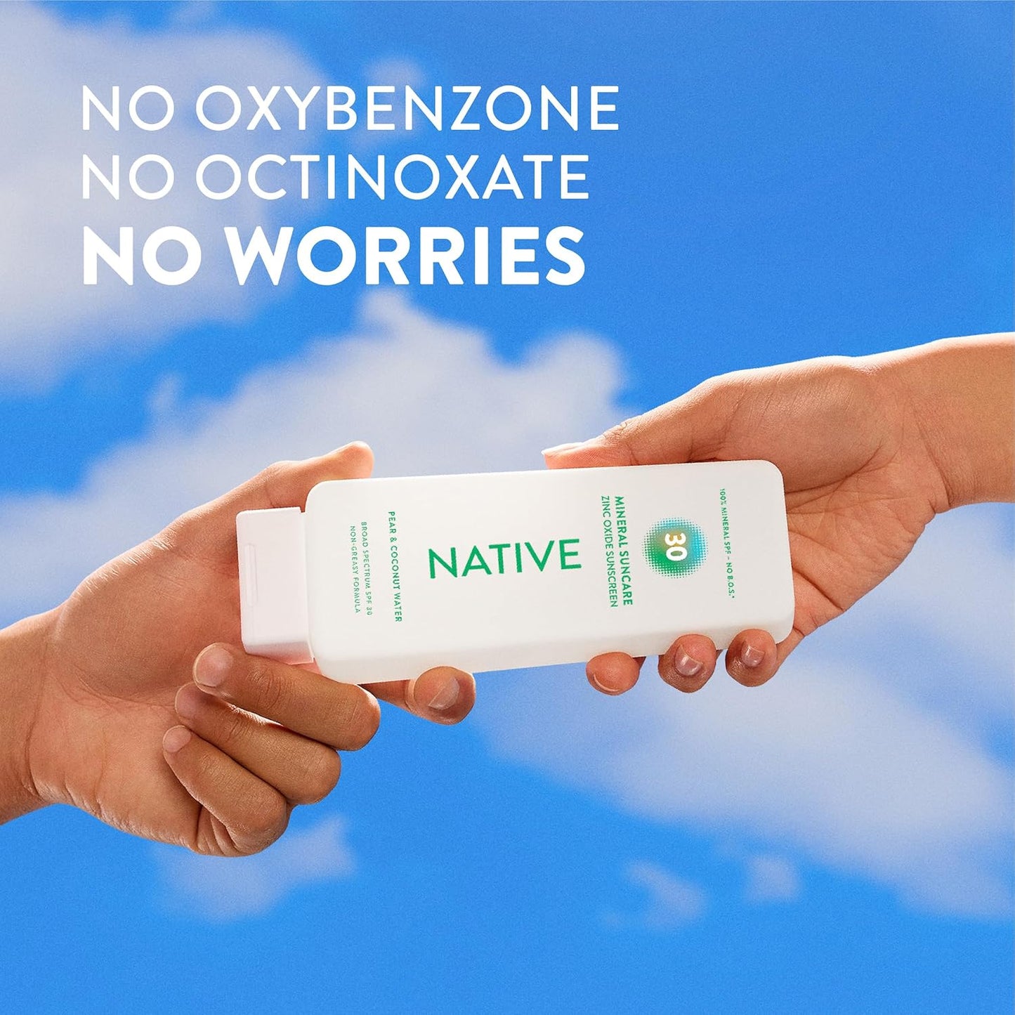 HotNative Mineral Sunscreen Lotion SPF 30, Pear & Coconut Water Scent, with 100% Mineral Zinc Oxide for Face & Body, Hawaii Compliant, Vegan, No White Cast - 7 oz